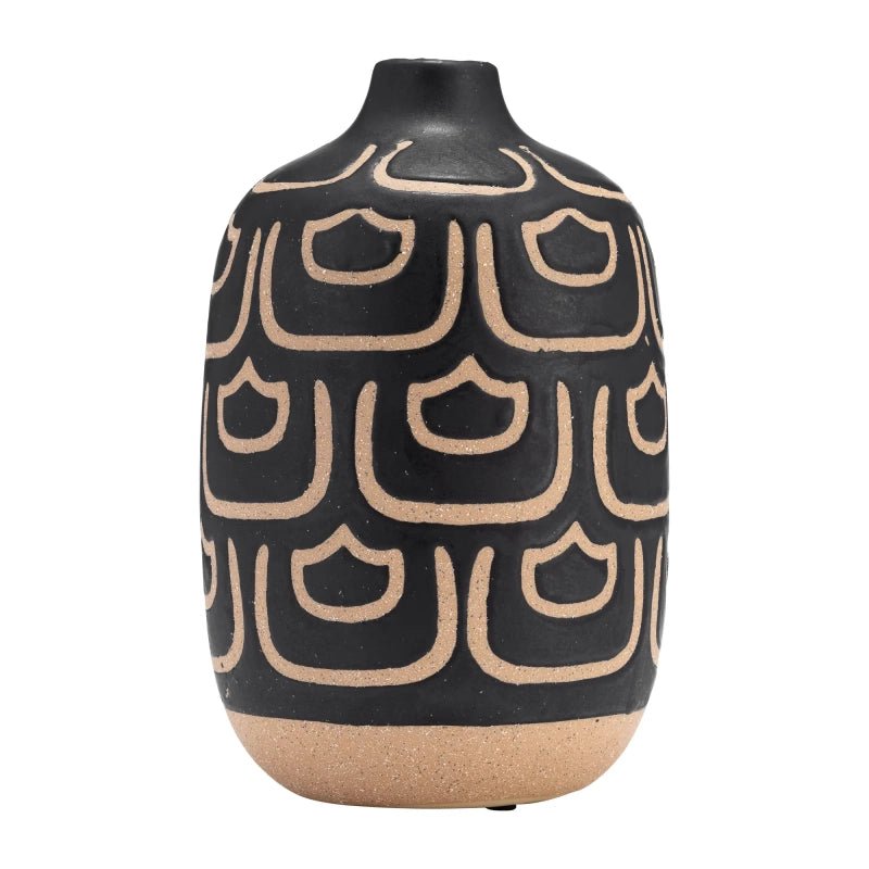 CER, 10" DECORATIVE VASE, BLACK/TAN Vases and Jars| Sagebrook Home
