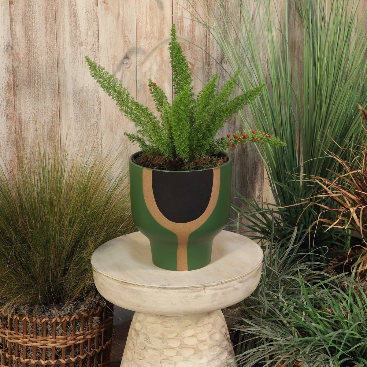 CER, 10" MUSHROOM PLANTER, OLIVE Outdoor Planters| Sagebrook Home