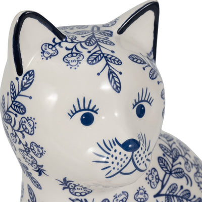 CER, 10" SITTING CHINOISERIE CAT, BLUE/WHITE - Al Rugaib Furniture