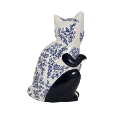 CER, 10" SITTING CHINOISERIE CAT, BLUE/WHITE - Al Rugaib Furniture