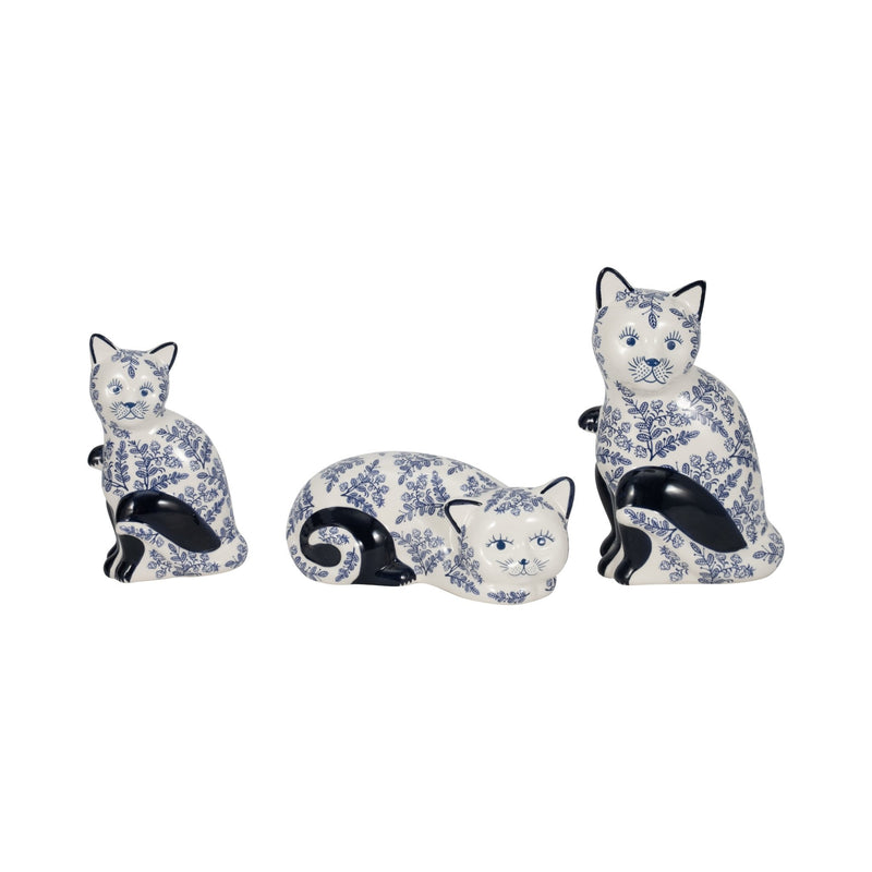 CER, 10" SITTING CHINOISERIE CAT, BLUE/WHITE - Al Rugaib Furniture