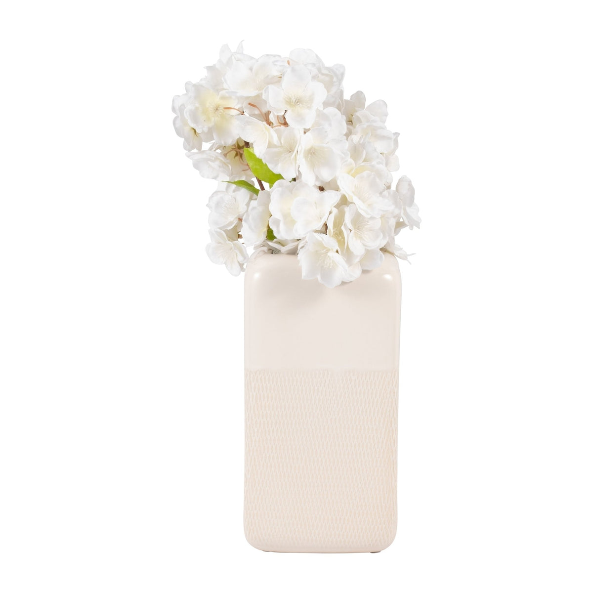 CER, 10" SQUARED GROOVED VASE, IVORY Vases and Jars| Sagebrook Home