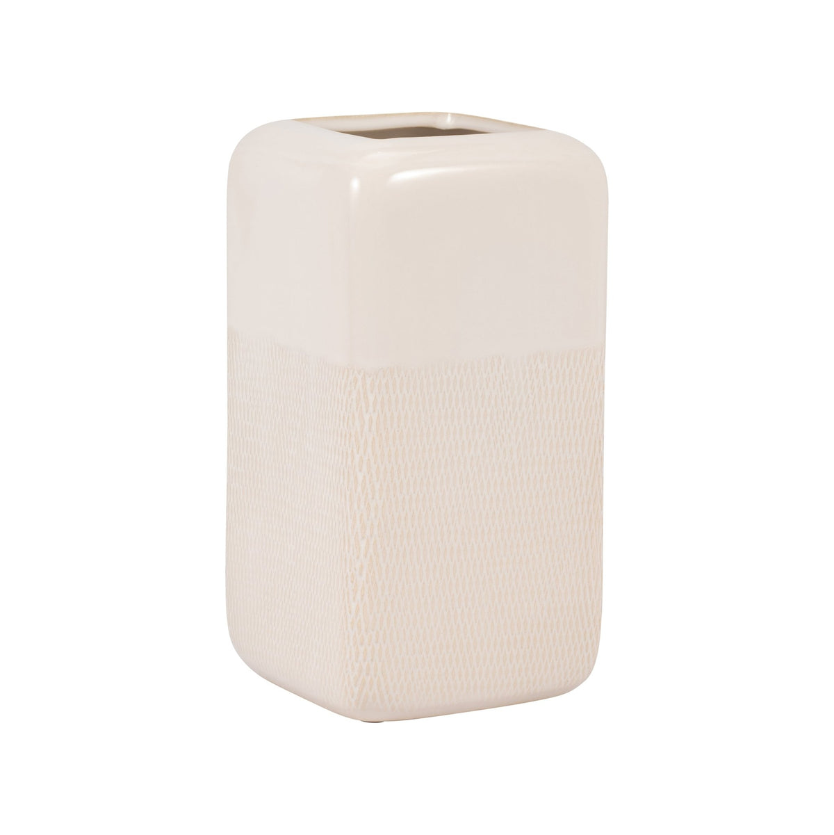 CER, 10" SQUARED GROOVED VASE, IVORY Vases and Jars| Sagebrook Home