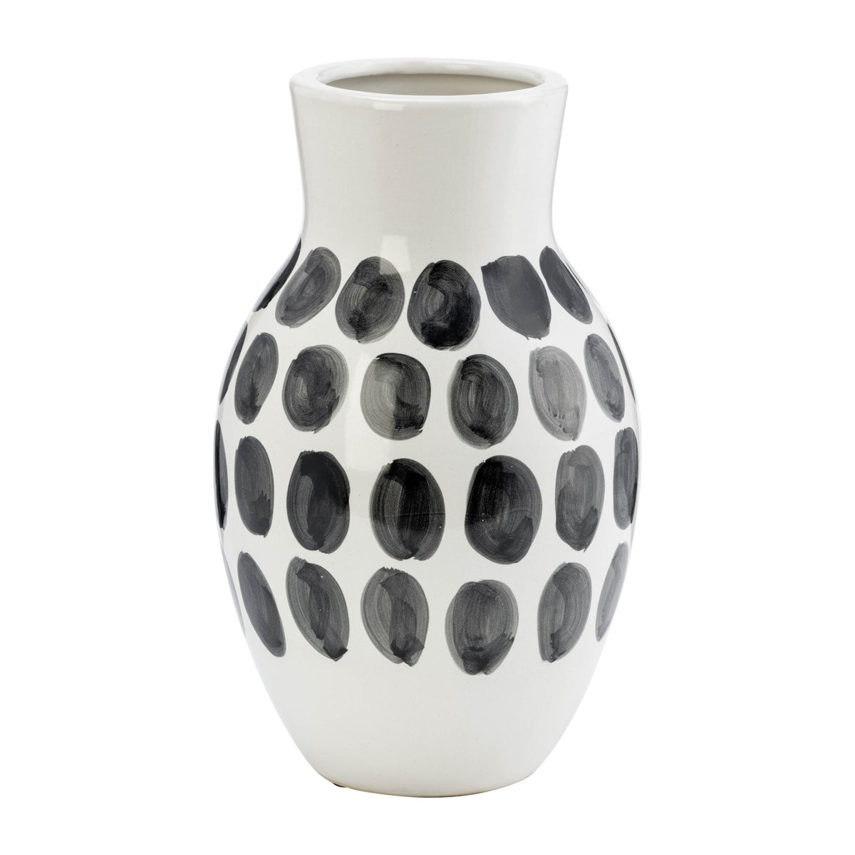 CER, 10"H BLK POLK-A-DOT FLOWER VASE, WHITE Vases and Jars| Sagebrook Home