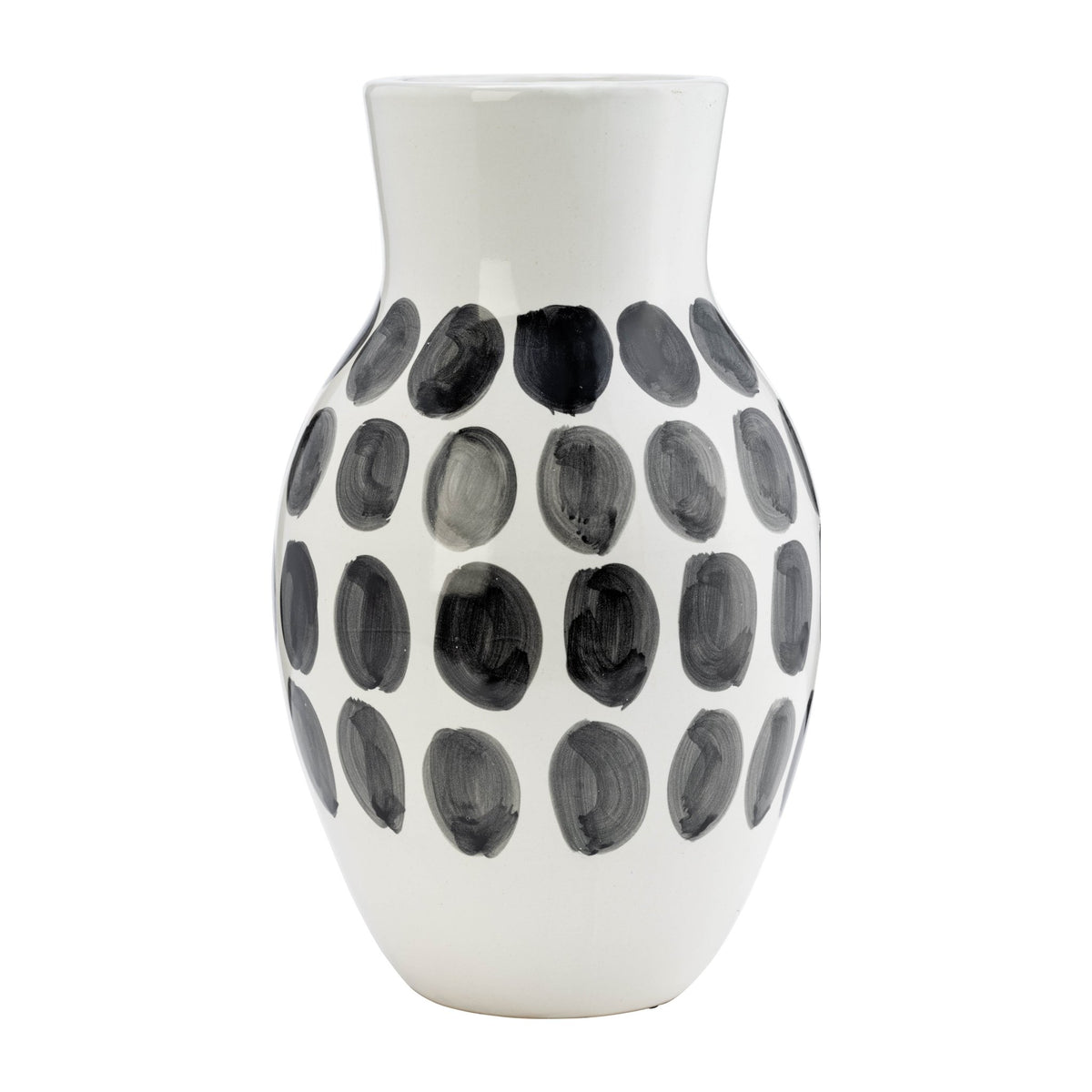 CER, 10"H BLK POLK-A-DOT FLOWER VASE, WHITE Vases and Jars| Sagebrook Home