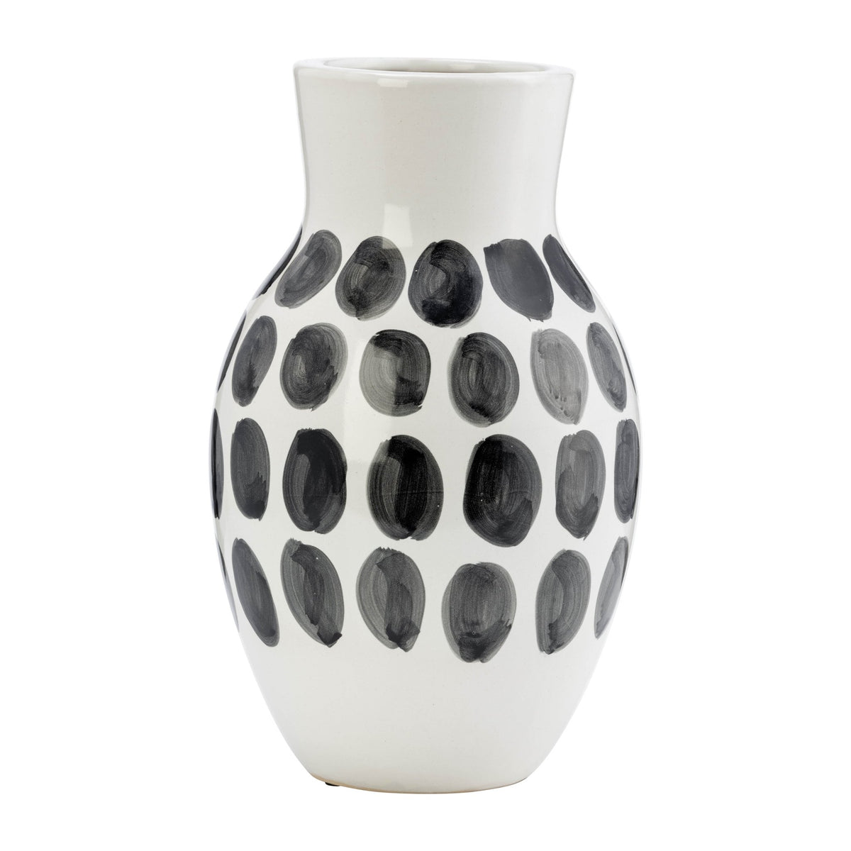 CER, 10"H BLK POLK-A-DOT FLOWER VASE, WHITE Vases and Jars| Sagebrook Home