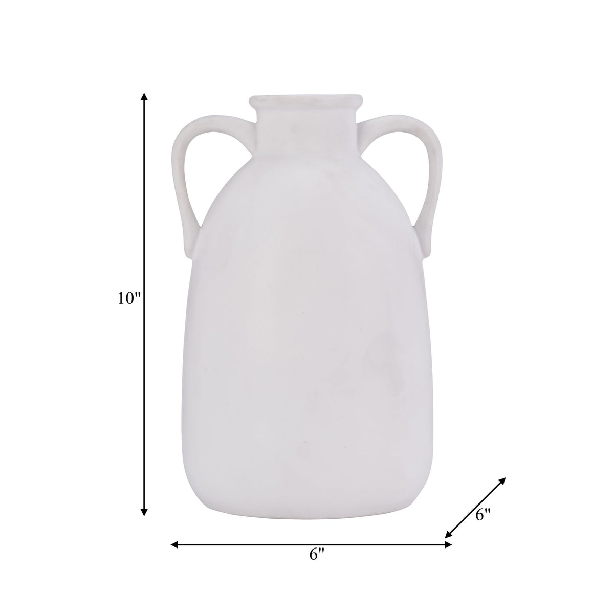 Cer, 10"H Eared Vase, White Vases and Jars| Sagebrook Home