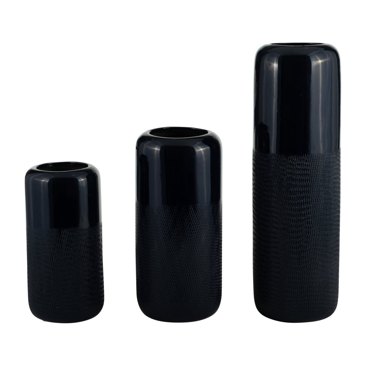 CER, 10"H GROOVED VASE, NAVY BLUE Vases and Jars| Sagebrook Home