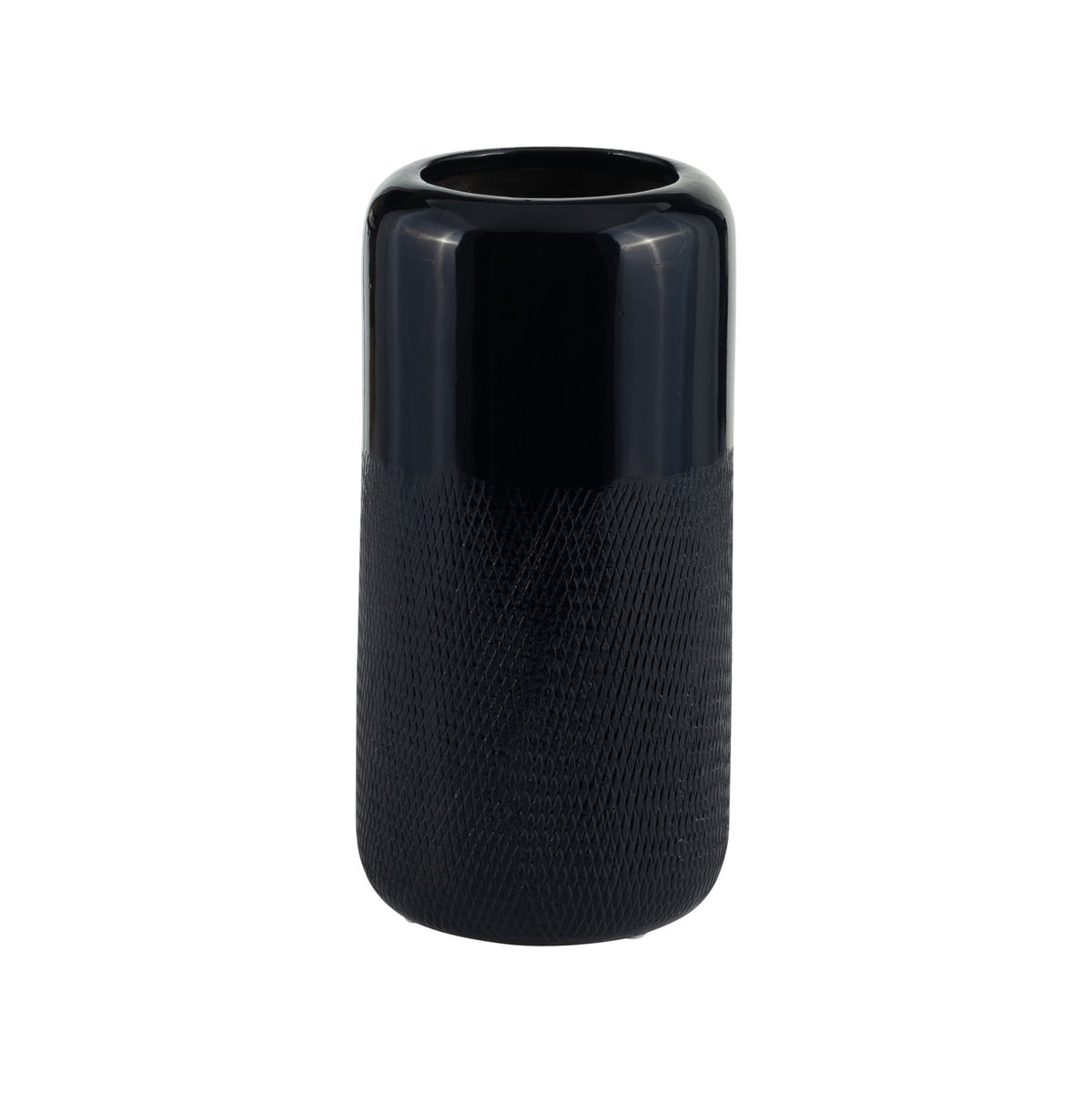 CER, 10"H GROOVED VASE, NAVY BLUE Vases and Jars| Sagebrook Home