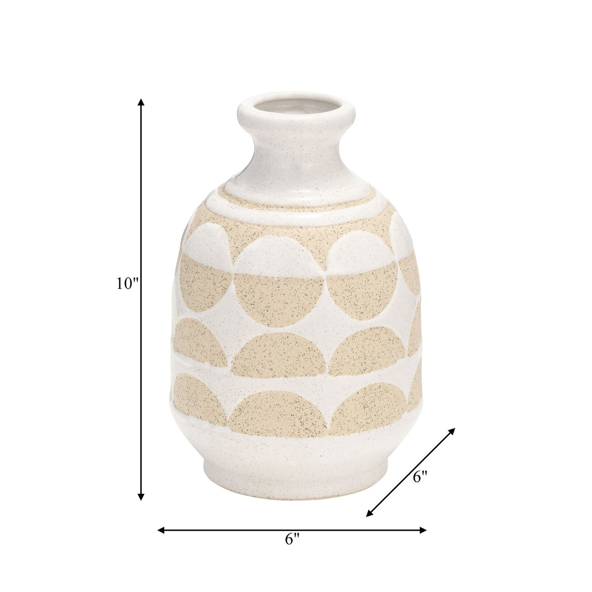 CER, 10"H HALF CIRCLES VASE, IVORY Vases and Jars| Sagebrook Home