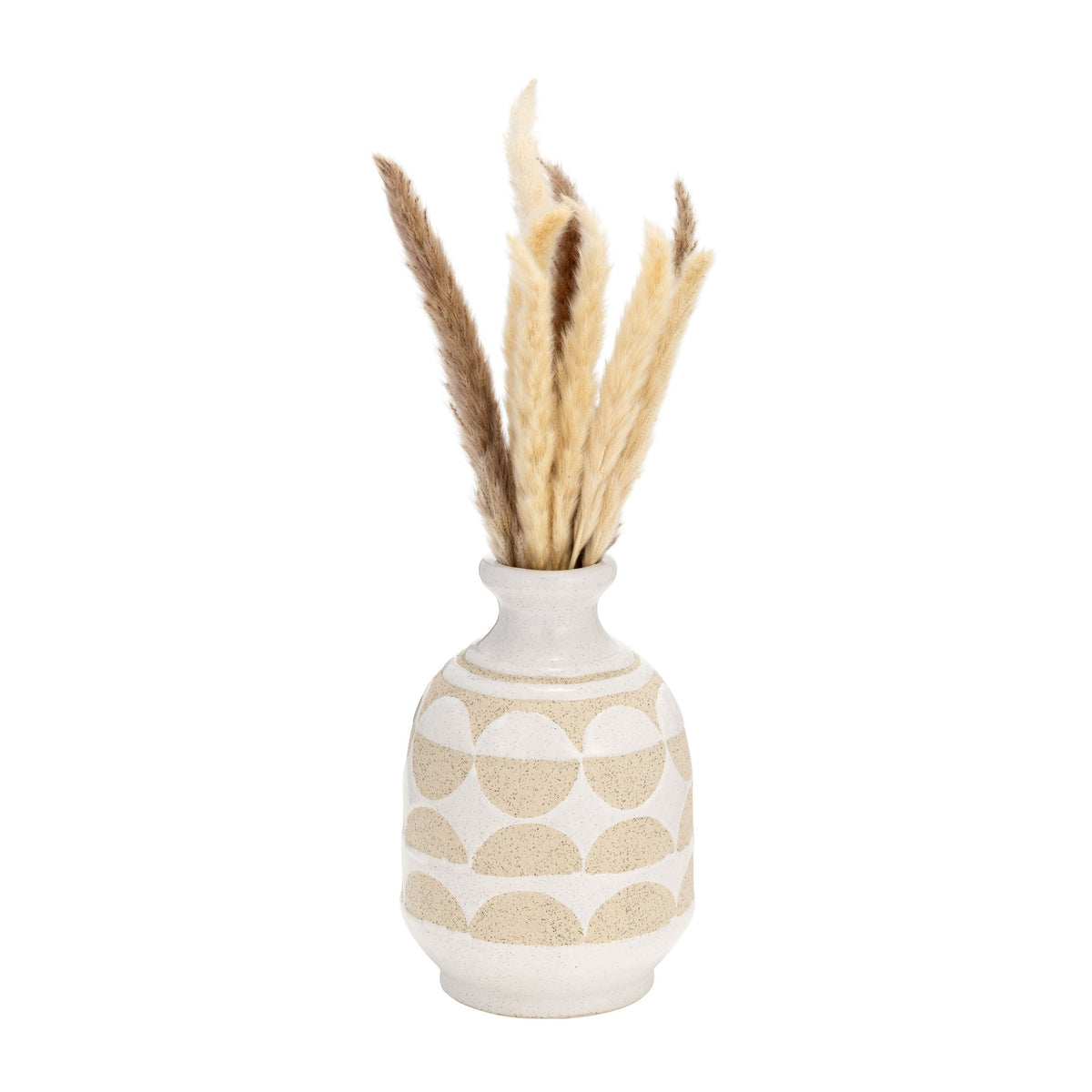 CER, 10"H HALF CIRCLES VASE, IVORY Vases and Jars| Sagebrook Home