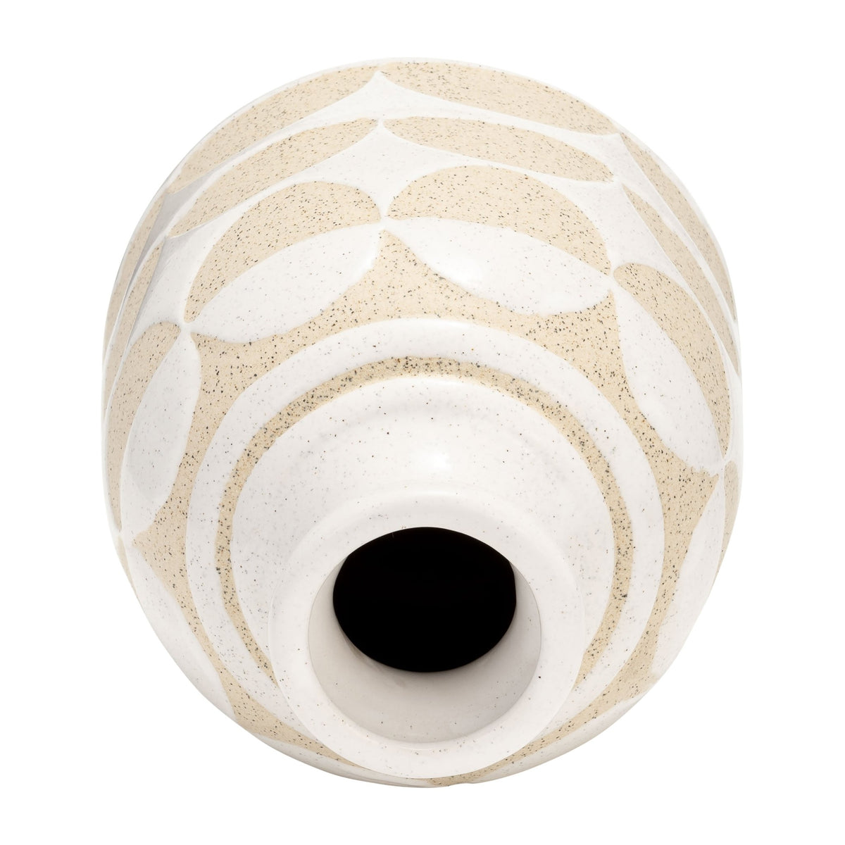 CER, 10"H HALF CIRCLES VASE, IVORY Vases and Jars| Sagebrook Home