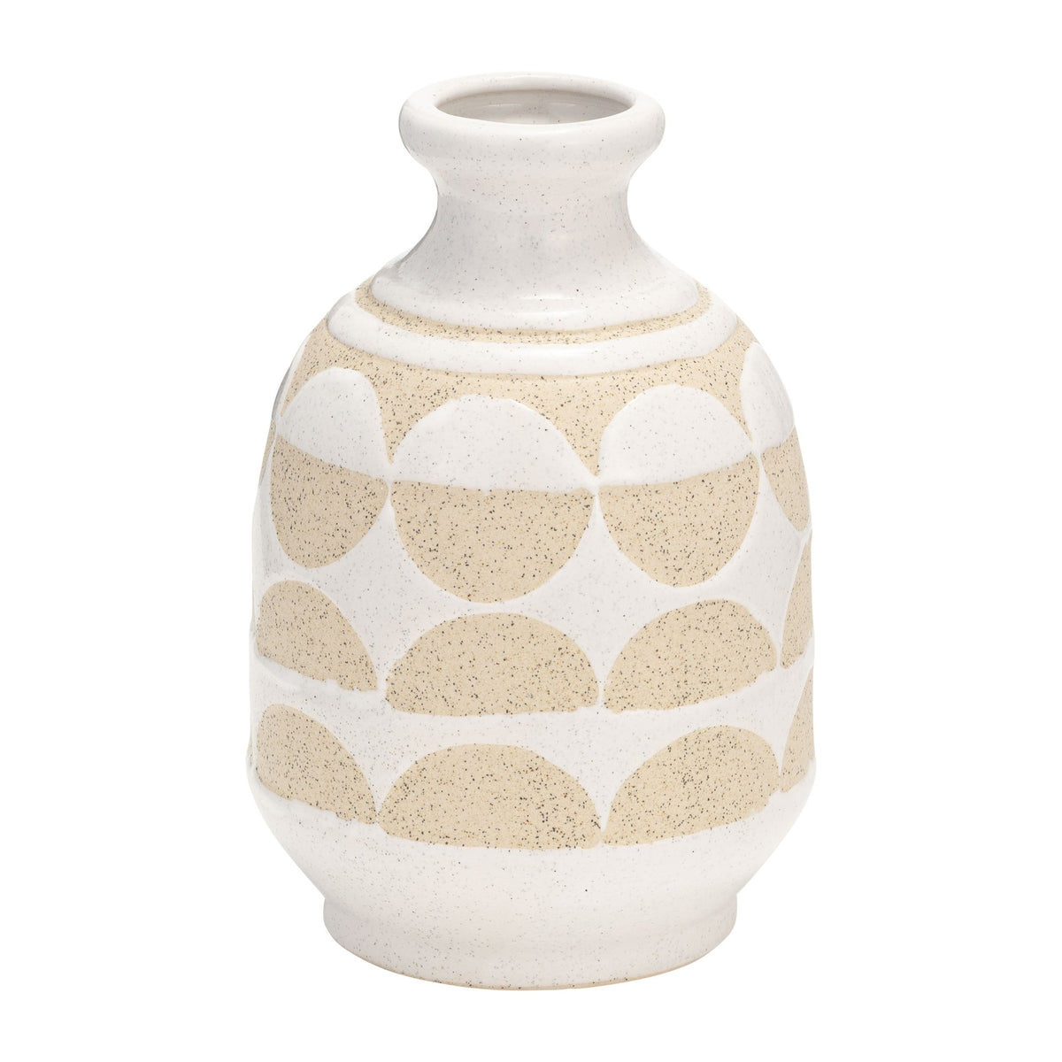 CER, 10"H HALF CIRCLES VASE, IVORY Vases and Jars| Sagebrook Home