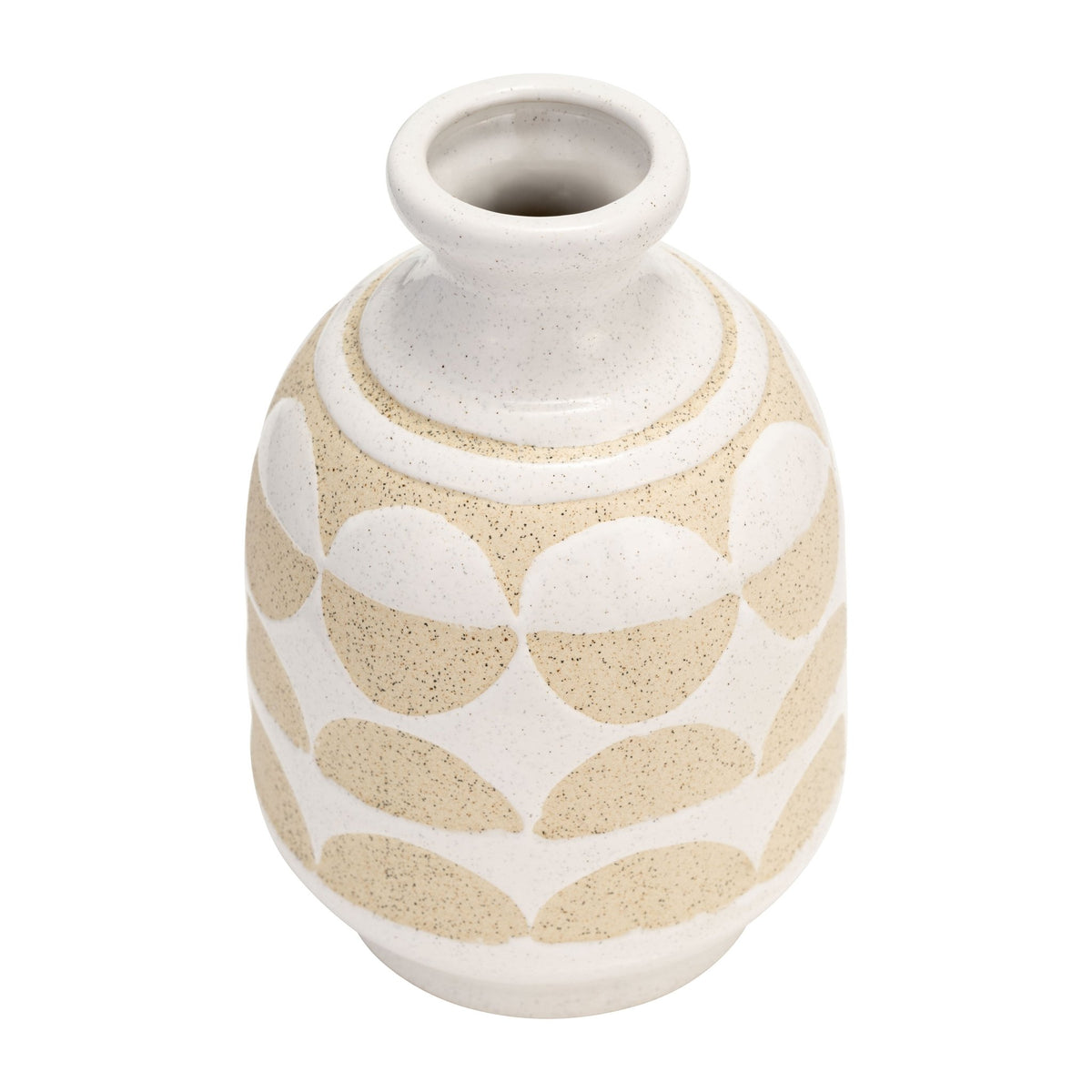 CER, 10"H HALF CIRCLES VASE, IVORY Vases and Jars| Sagebrook Home