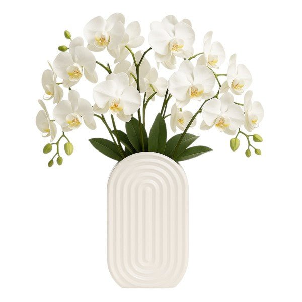 CER, 11" OVAL RIDGED VASE, WHITE Vases and Jars| Sagebrook Home