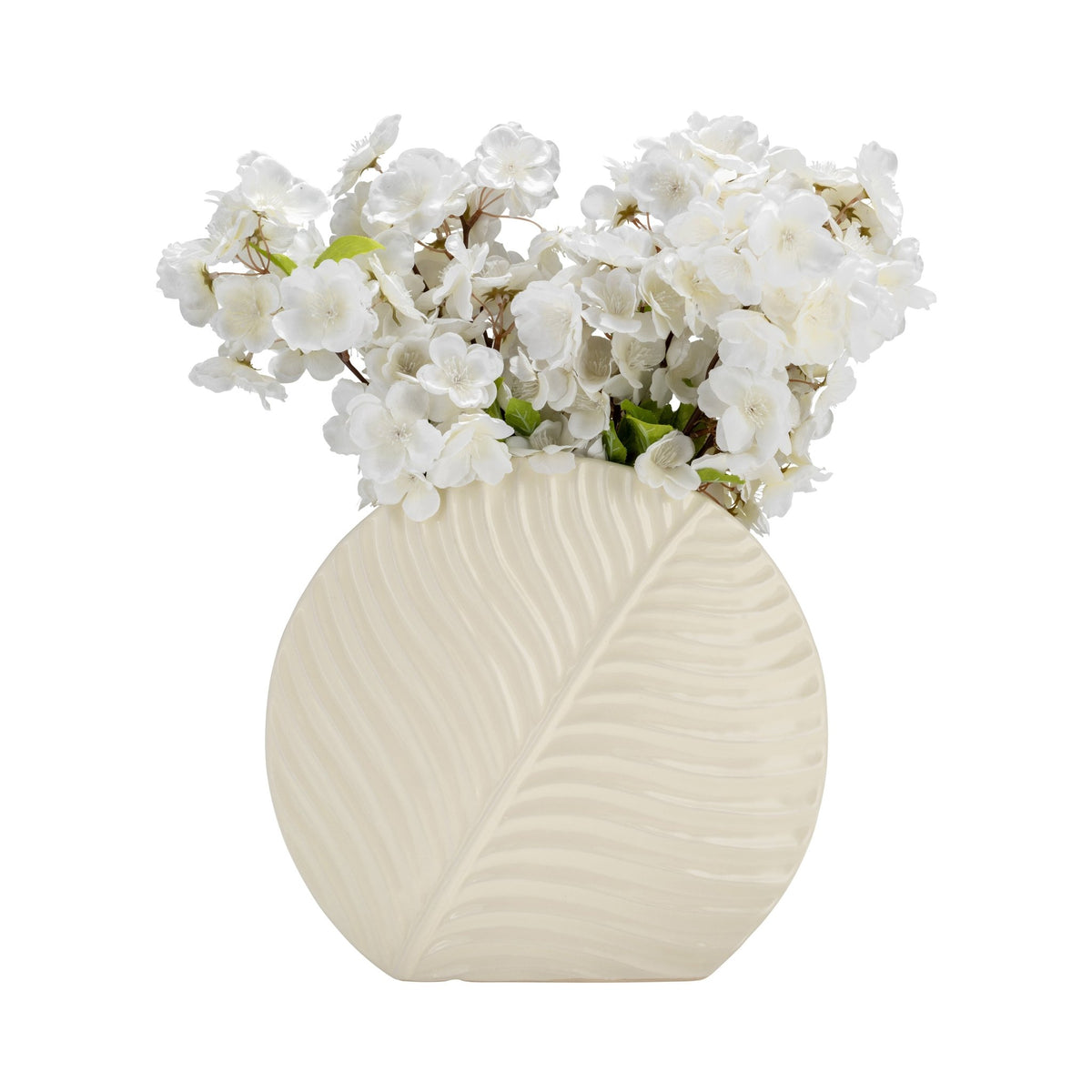 CER, 11" ROUND BOTANICAL VASE, COTTON Vases and Jars| Sagebrook Home