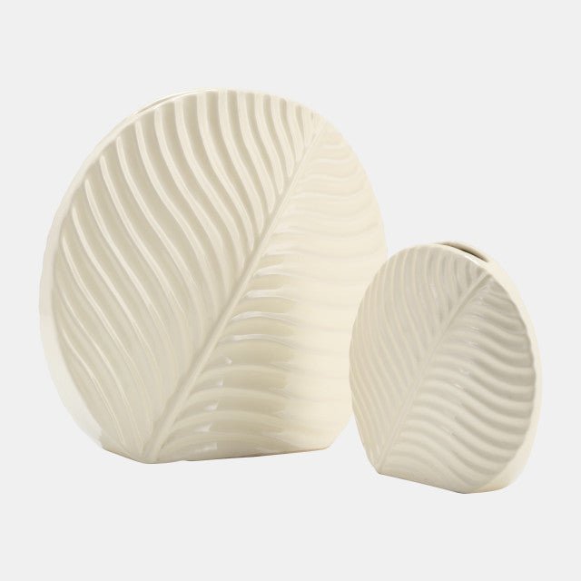 CER, 11" ROUND BOTANICAL VASE, COTTON Vases and Jars| Sagebrook Home