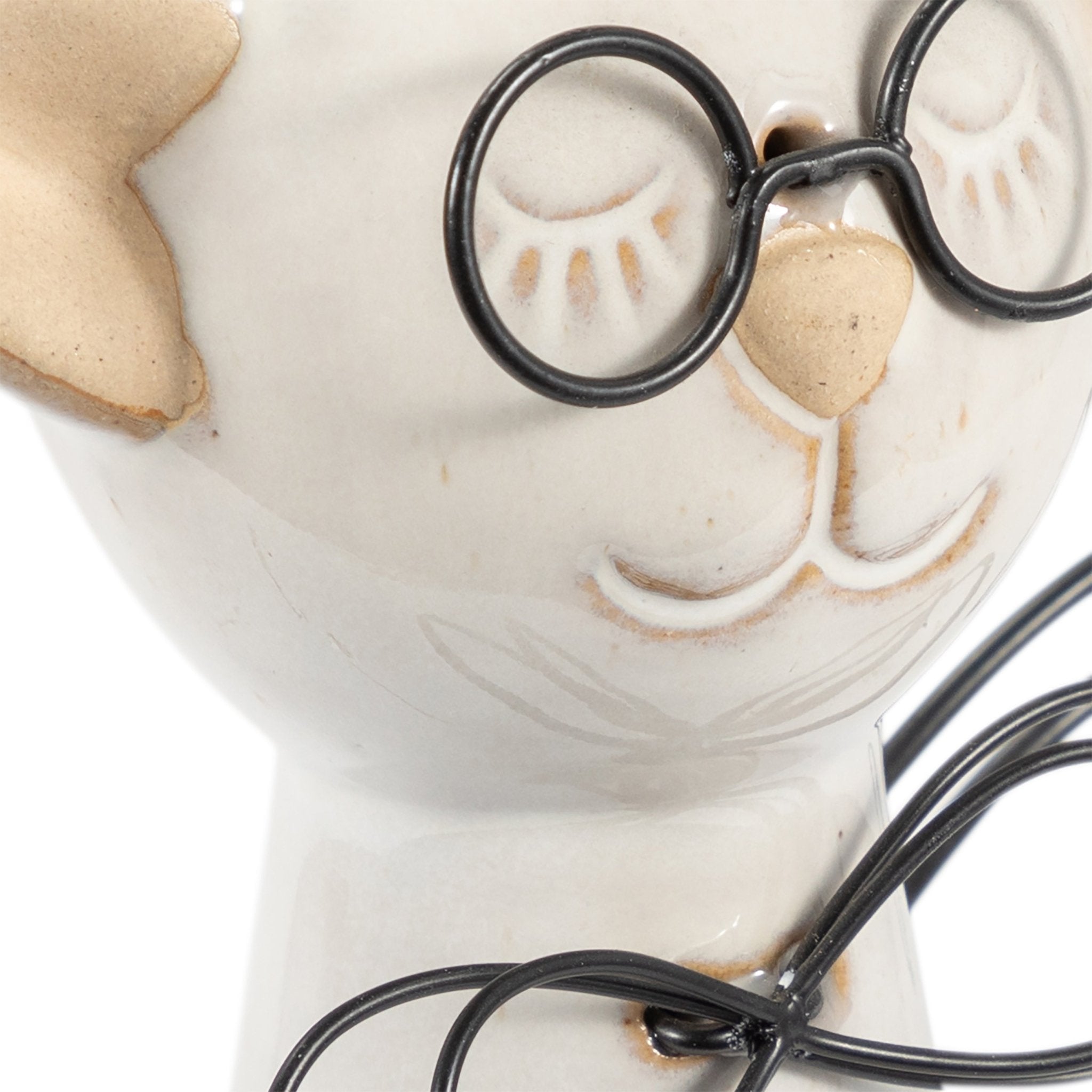 CER, 11"H CAT W/ GLASSES, BEIGE Table Decors| Sagebrook Home