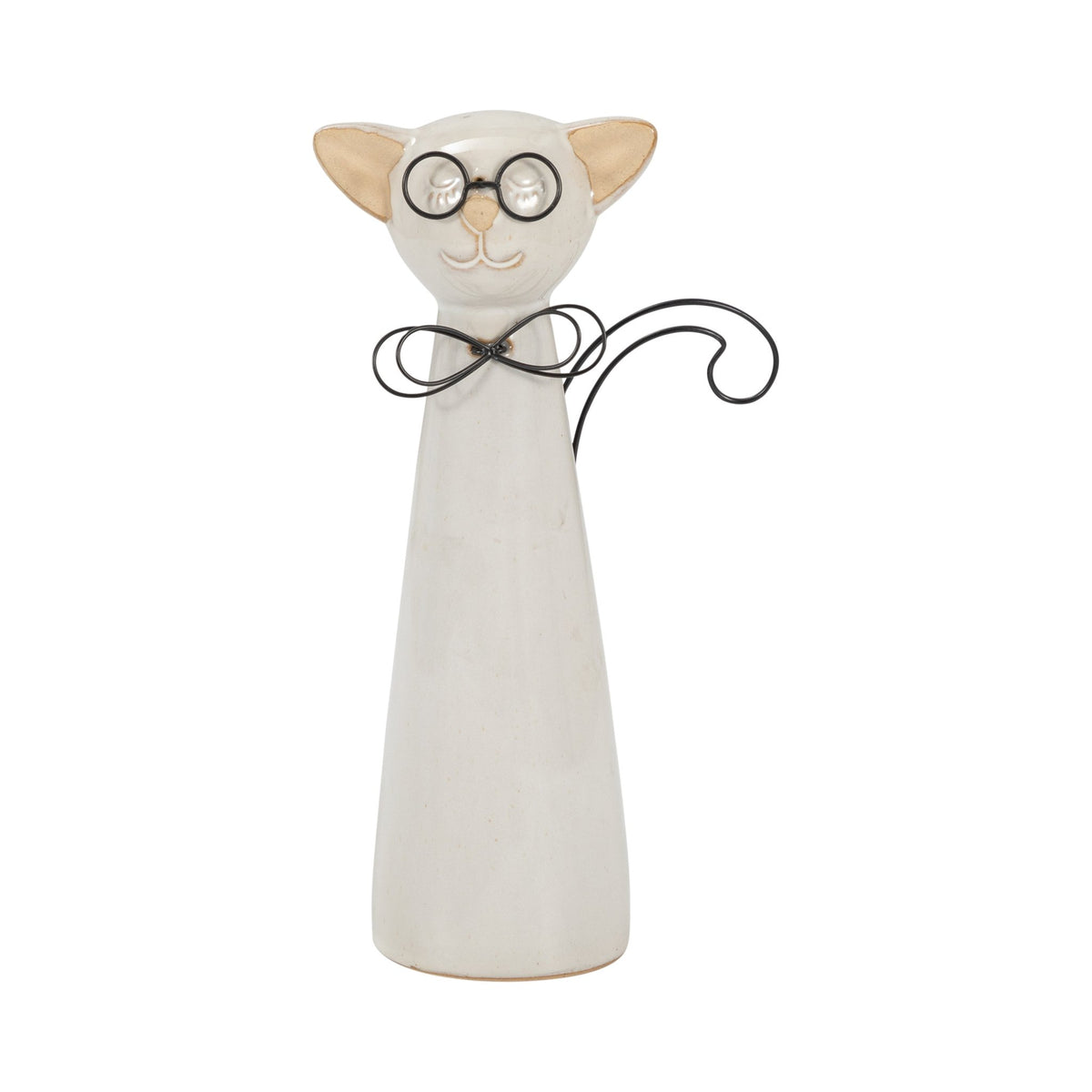 CER, 11"H CAT W/ GLASSES, BEIGE Table Decors| Sagebrook Home