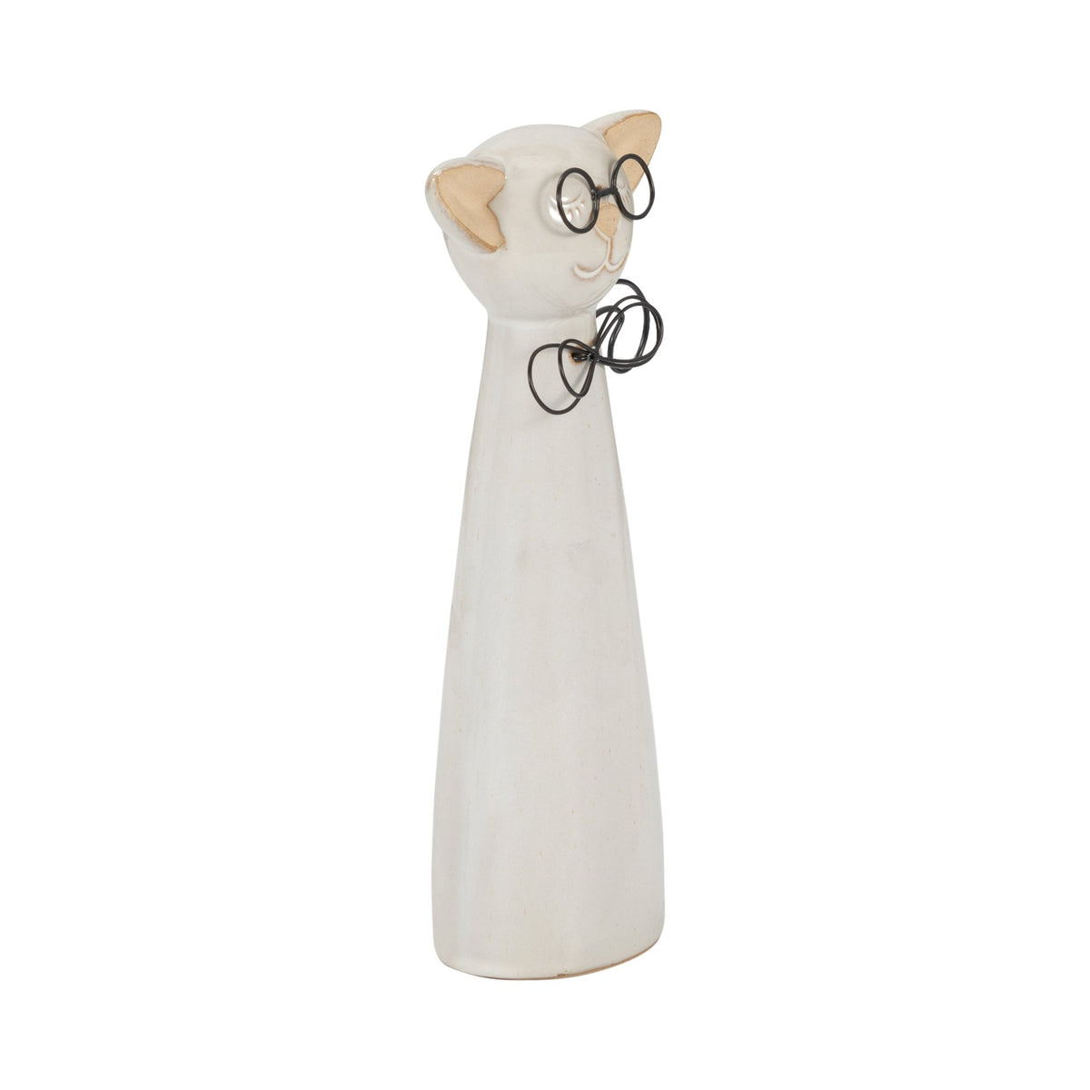 CER, 11"H CAT W/ GLASSES, BEIGE Table Decors| Sagebrook Home