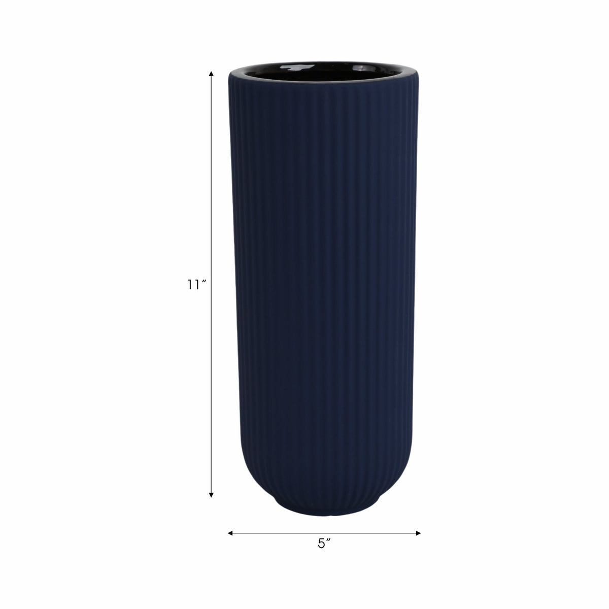 CER, 11"H RIDGED VASE, NAVY Vases and Jars| Sagebrook Home