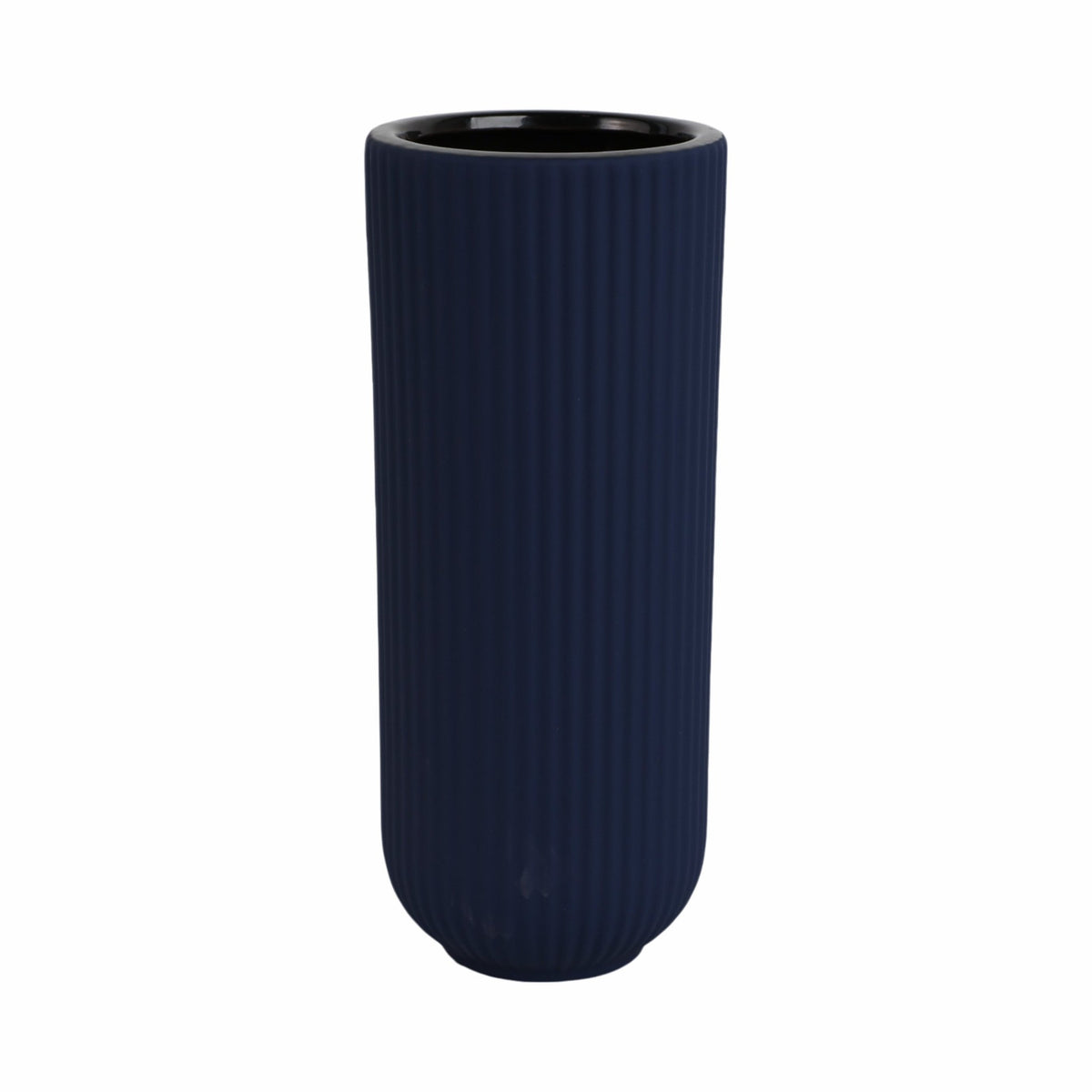 CER, 11"H RIDGED VASE, NAVY Vases and Jars| Sagebrook Home