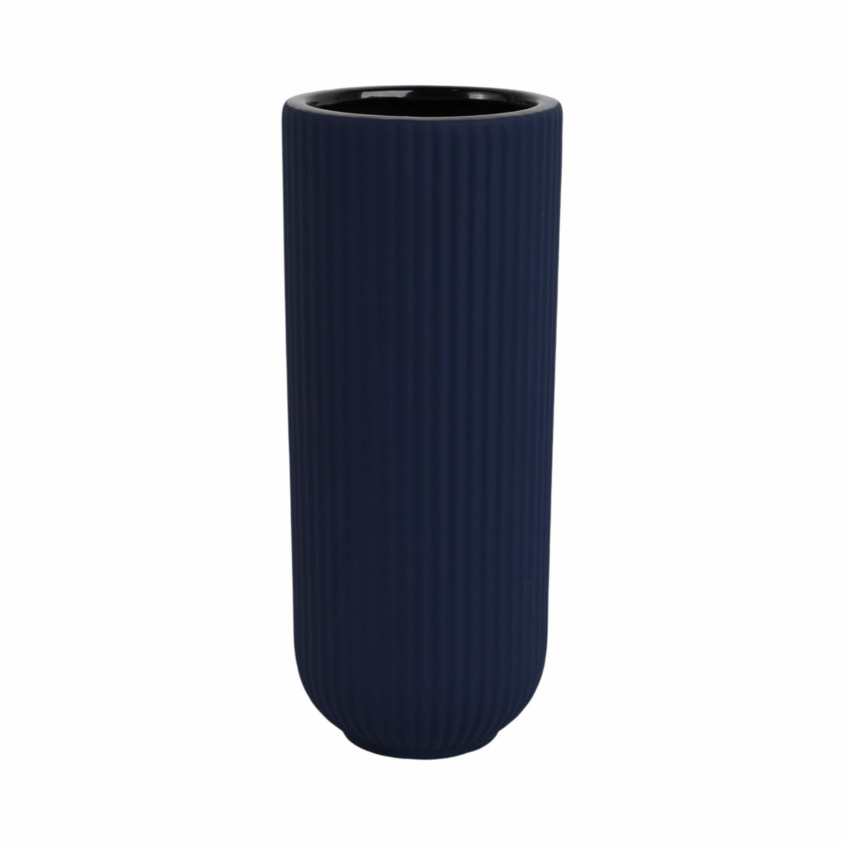 CER, 11"H RIDGED VASE, NAVY Vases and Jars| Sagebrook Home