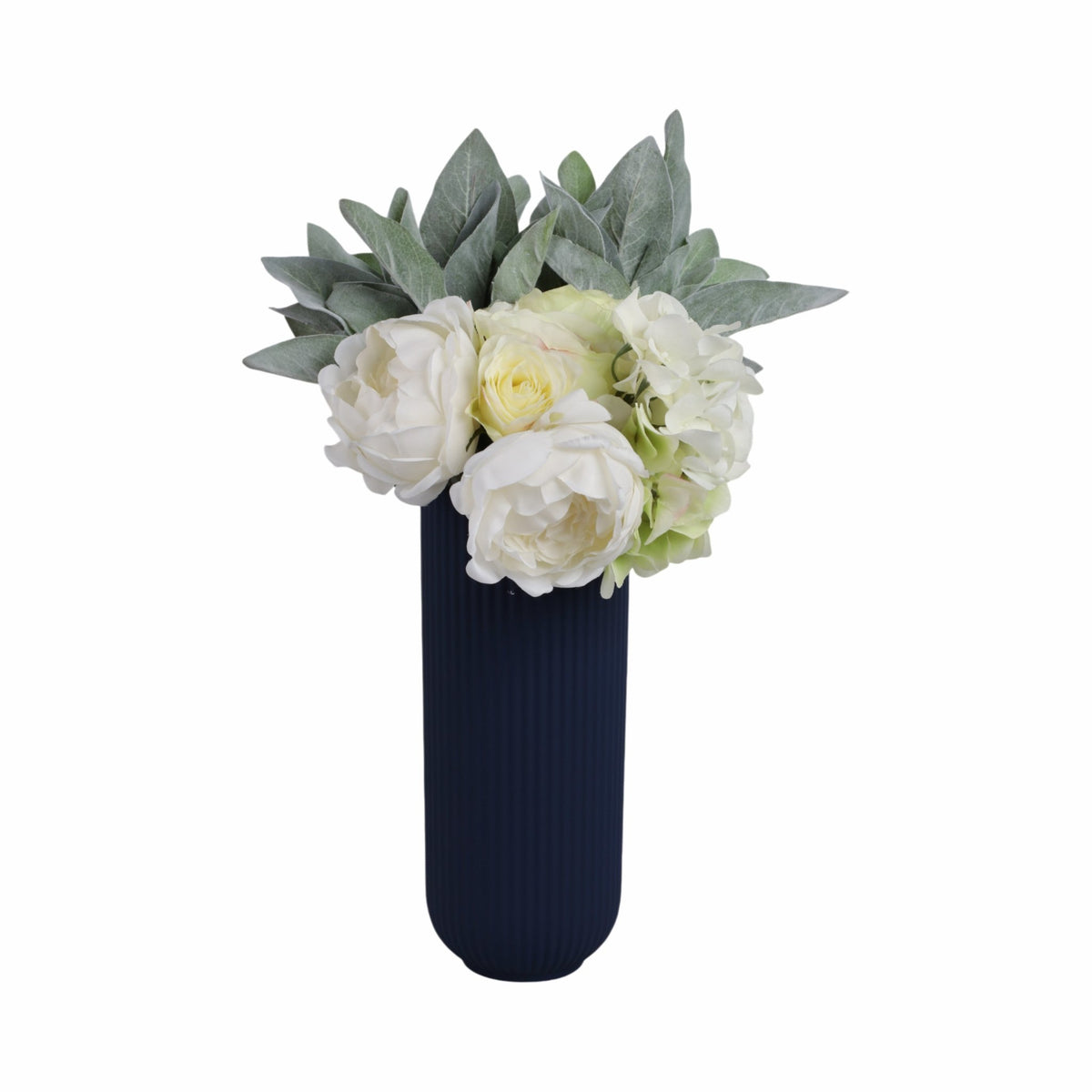 CER, 11"H RIDGED VASE, NAVY Vases and Jars| Sagebrook Home