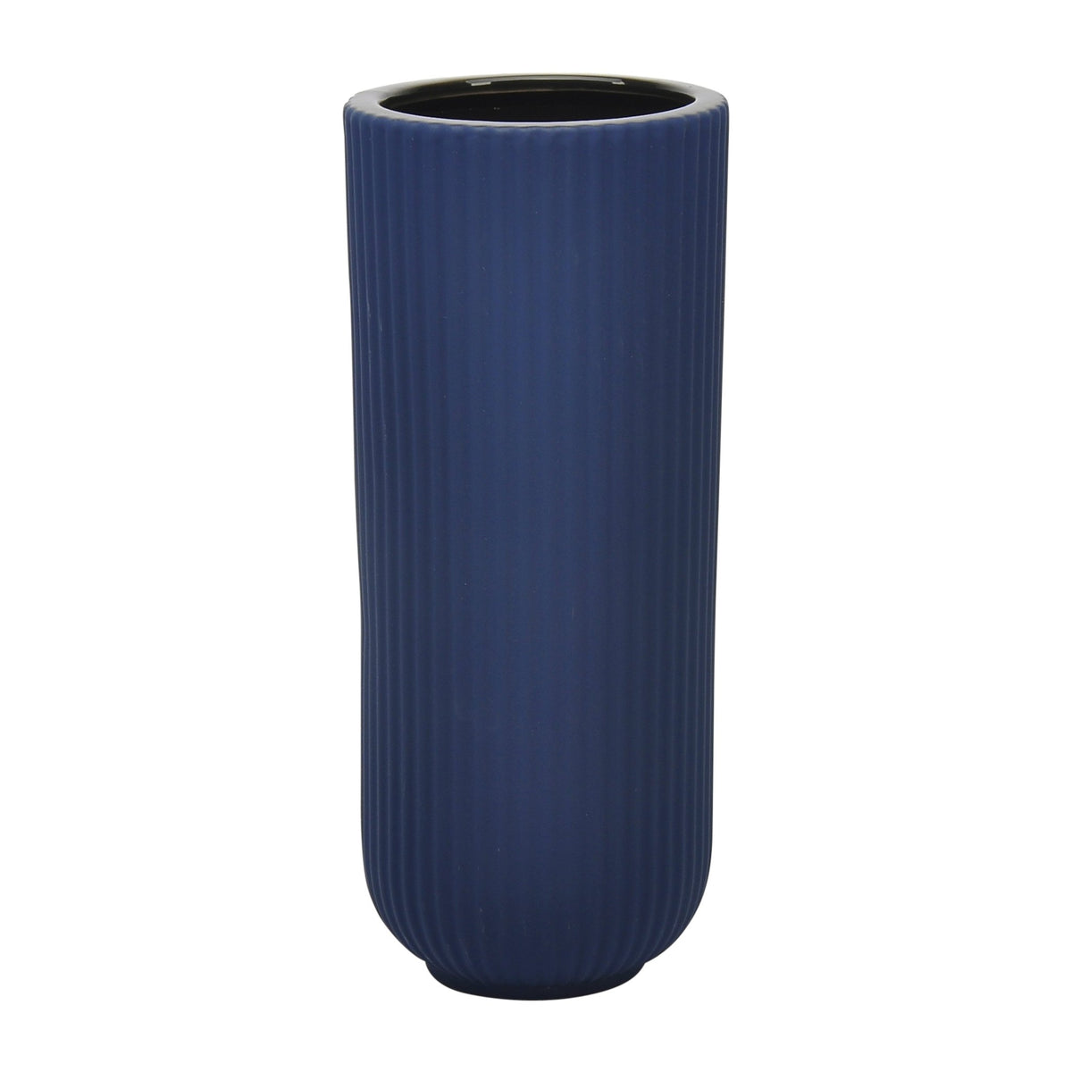 CER, 11"H RIDGED VASE, NAVY Vases and Jars| Sagebrook Home