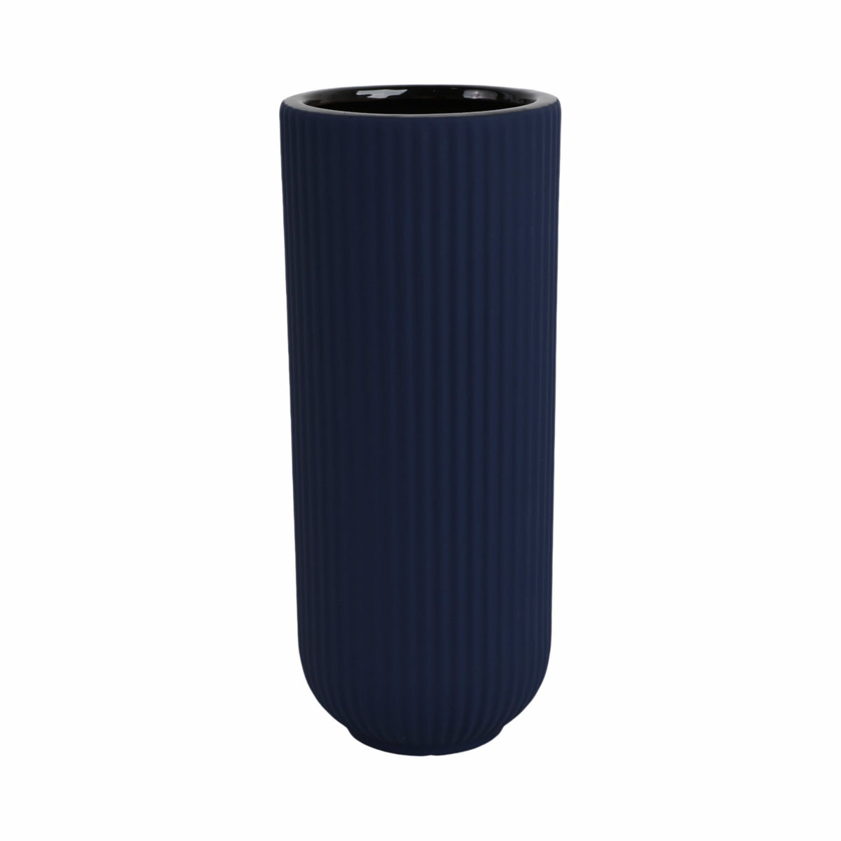 CER, 11"H RIDGED VASE, NAVY Vases and Jars| Sagebrook Home