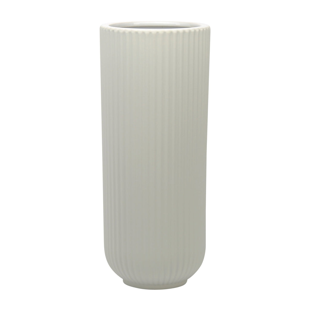 CER, 11"H RIDGED VASE, WHITE Vases and Jars| Sagebrook Home