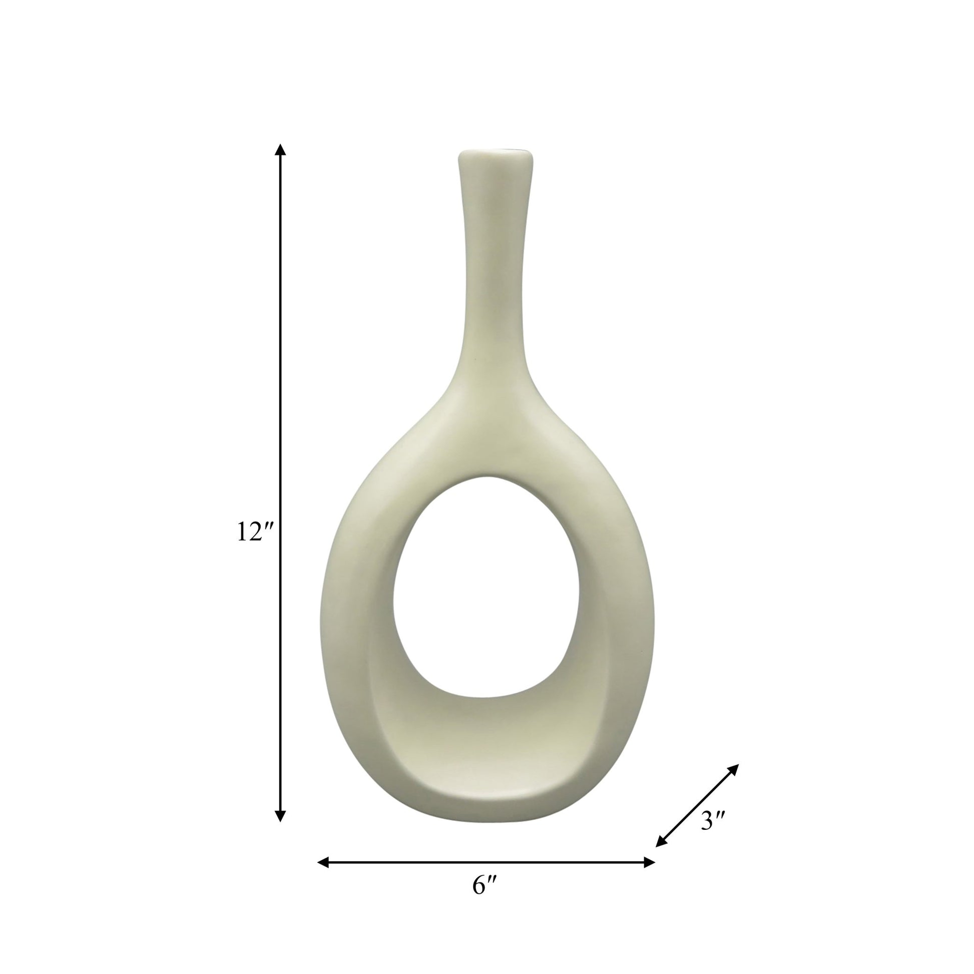 CER, 12" CURVED OPEN CUT OUT VASE, COTTON Vases and Jars| Sagebrook Home