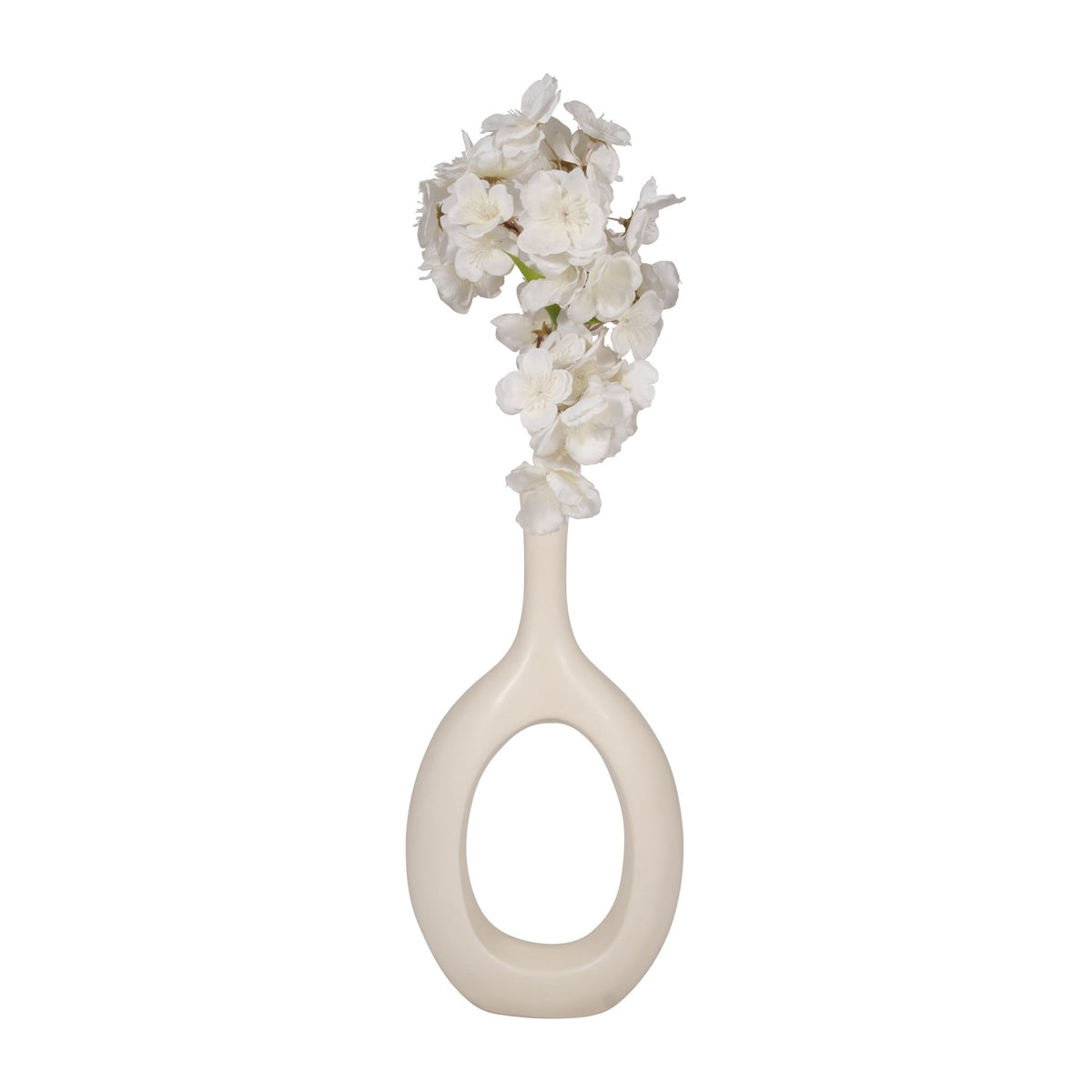 CER, 12" CURVED OPEN CUT OUT VASE, COTTON Vases and Jars| Sagebrook Home