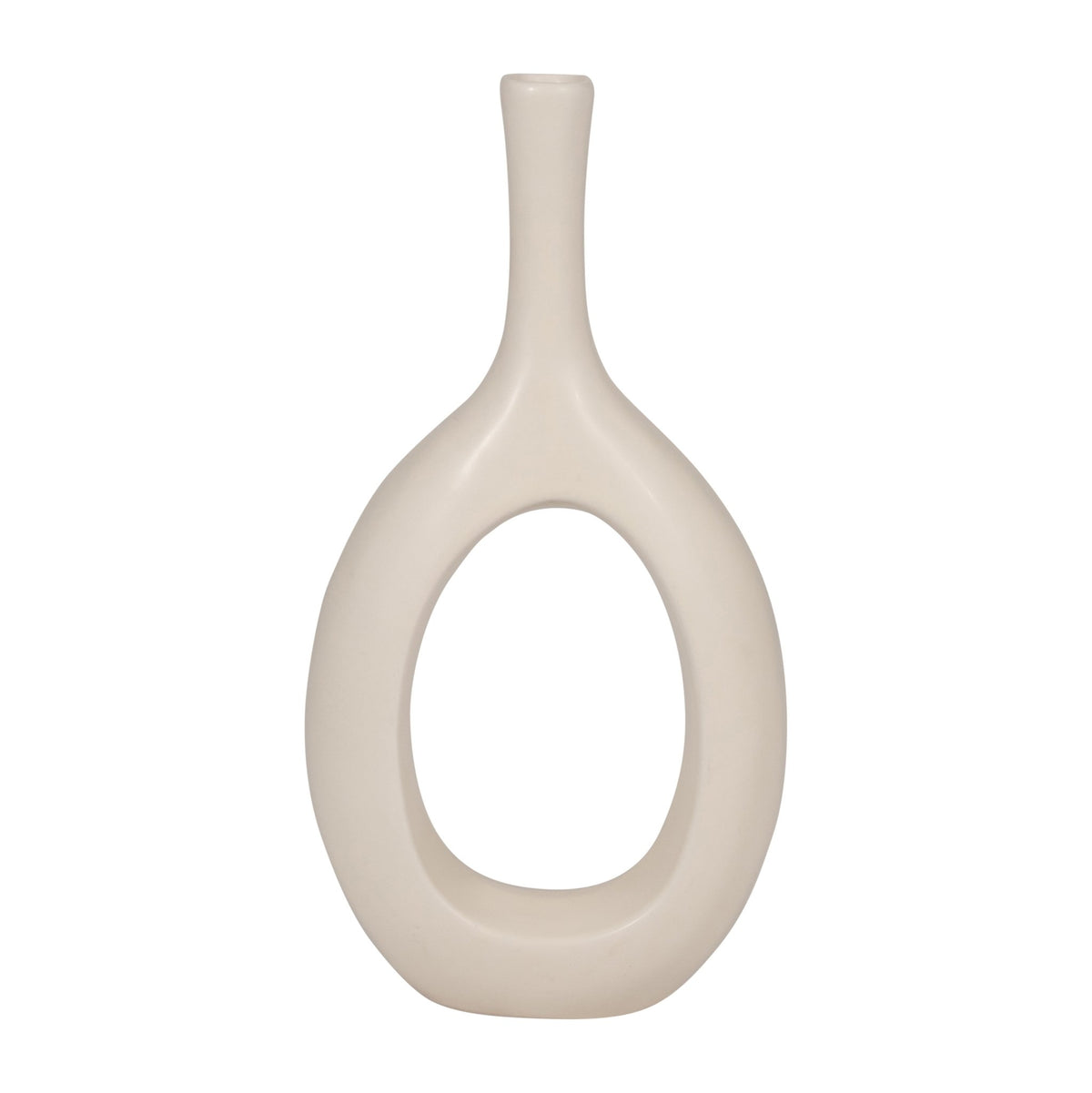 CER, 12" CURVED OPEN CUT OUT VASE, COTTON Vases and Jars| Sagebrook Home