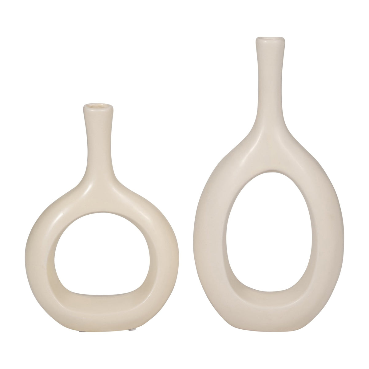 CER, 12" CURVED OPEN CUT OUT VASE, COTTON Vases and Jars| Sagebrook Home