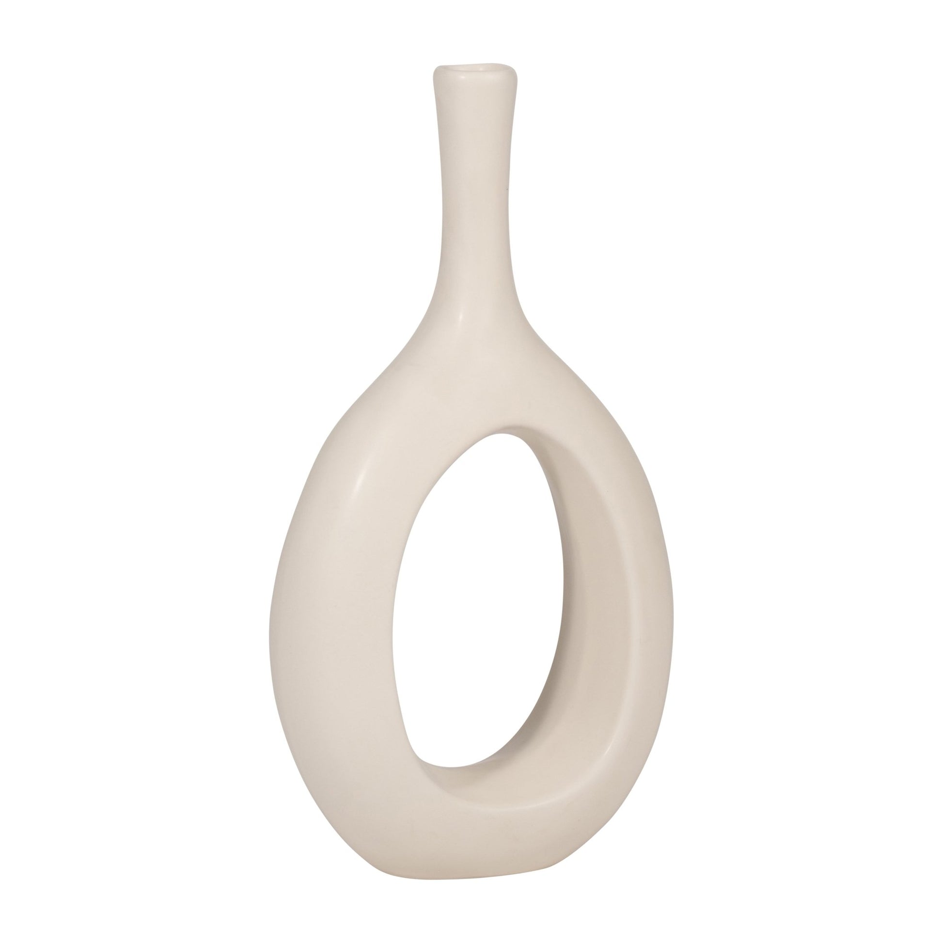 CER, 12" CURVED OPEN CUT OUT VASE, COTTON Vases and Jars| Sagebrook Home