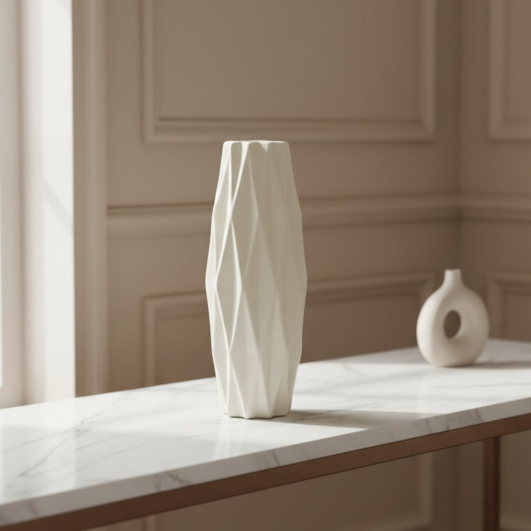 CER, 12" FLUTTER VASE, COTTON Vases and Jars| Sagebrook Home