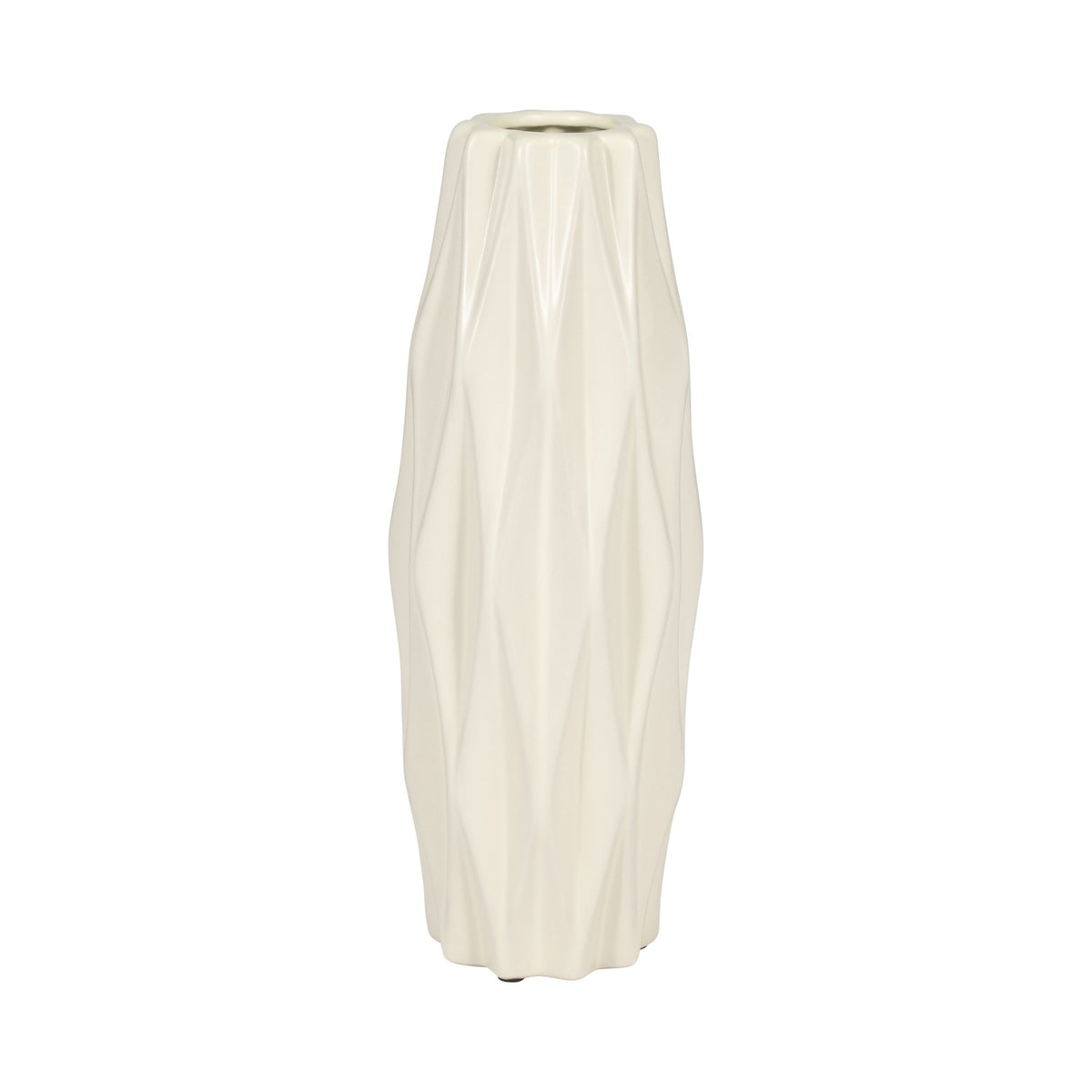 CER, 12" FLUTTER VASE, COTTON Vases and Jars| Sagebrook Home