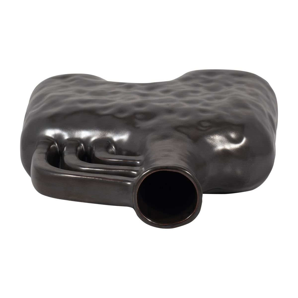 CER, 12" METALLIC TRIPLE HANDLE VASE, BLACK | Sagebrook Home