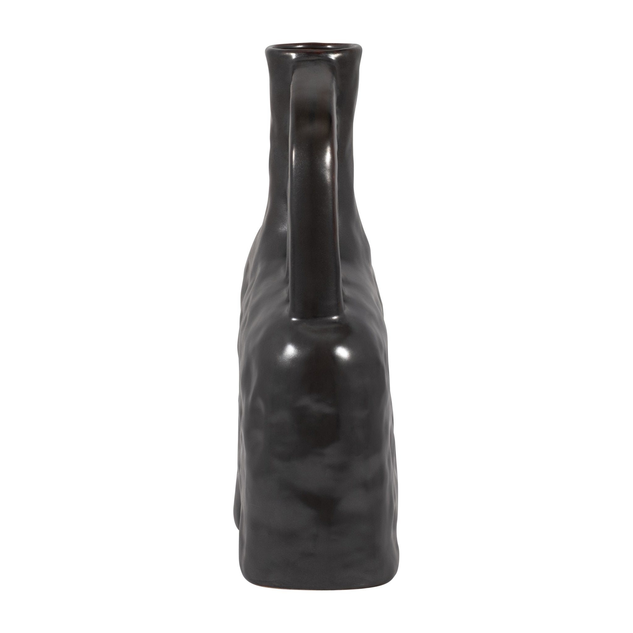 CER, 12" METALLIC TRIPLE HANDLE VASE, BLACK | Sagebrook Home
