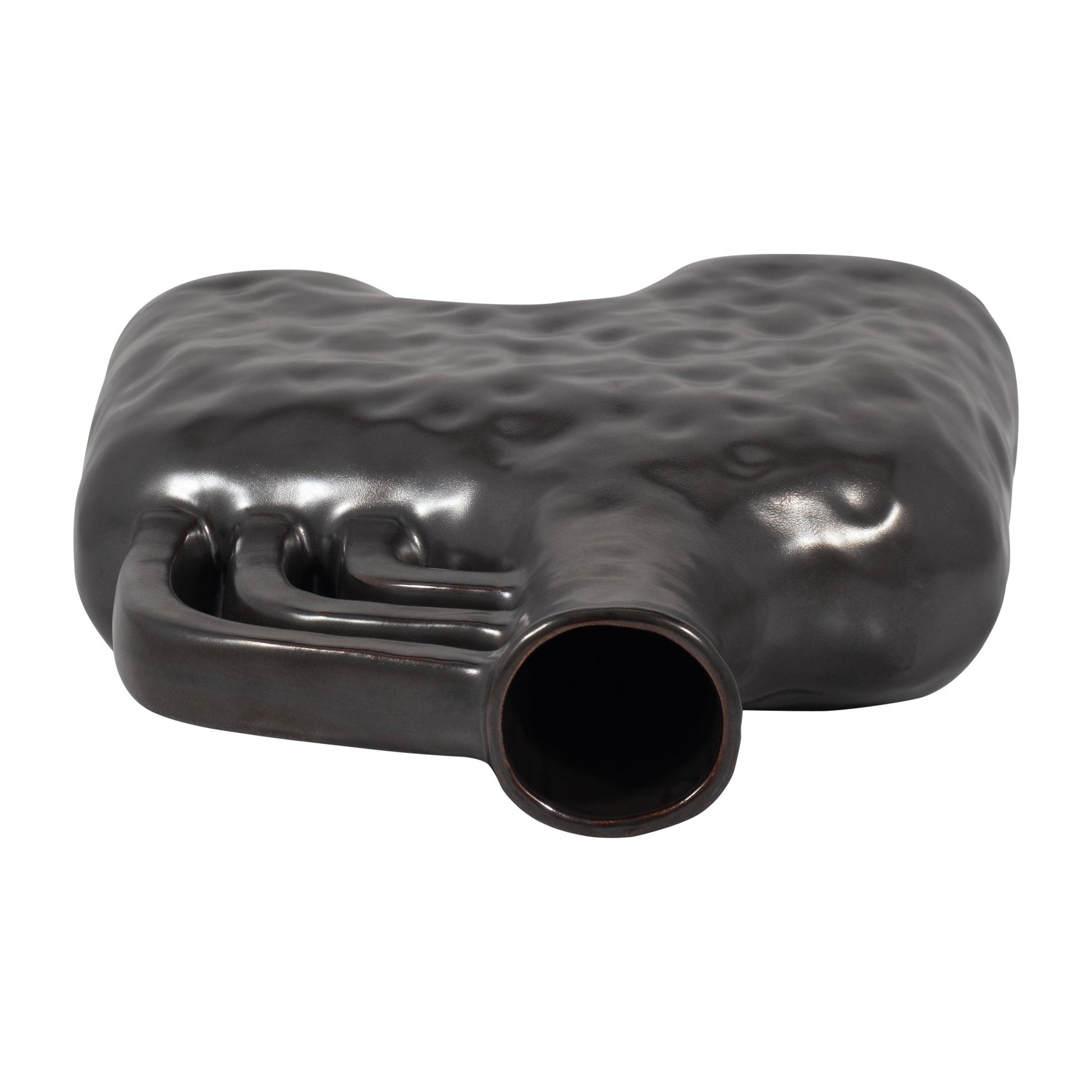 CER, 12" METALLIC TRIPLE HANDLE VASE, BLACK | Sagebrook Home