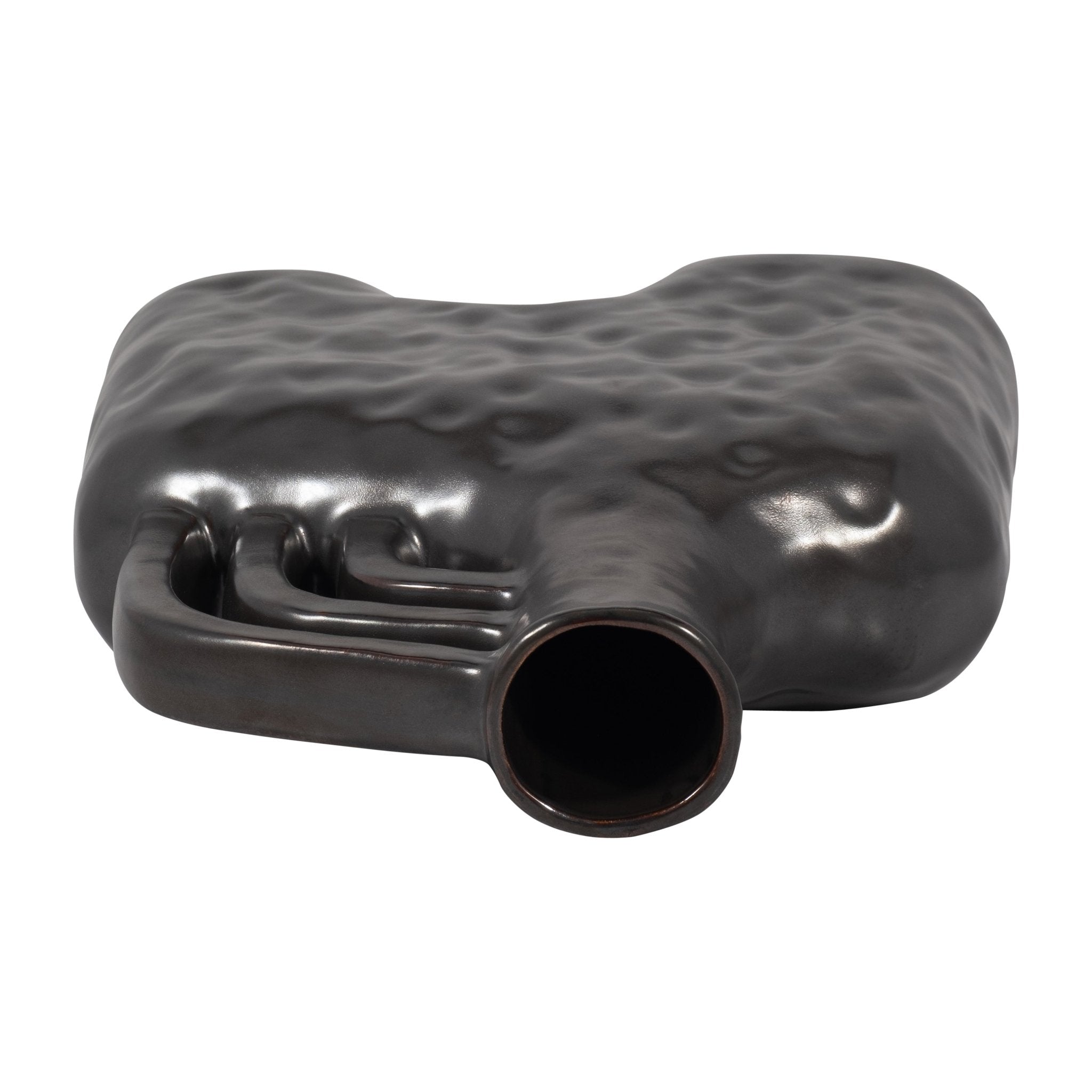 CER, 12" METALLIC TRIPLE HANDLE VASE, BLACK | Sagebrook Home