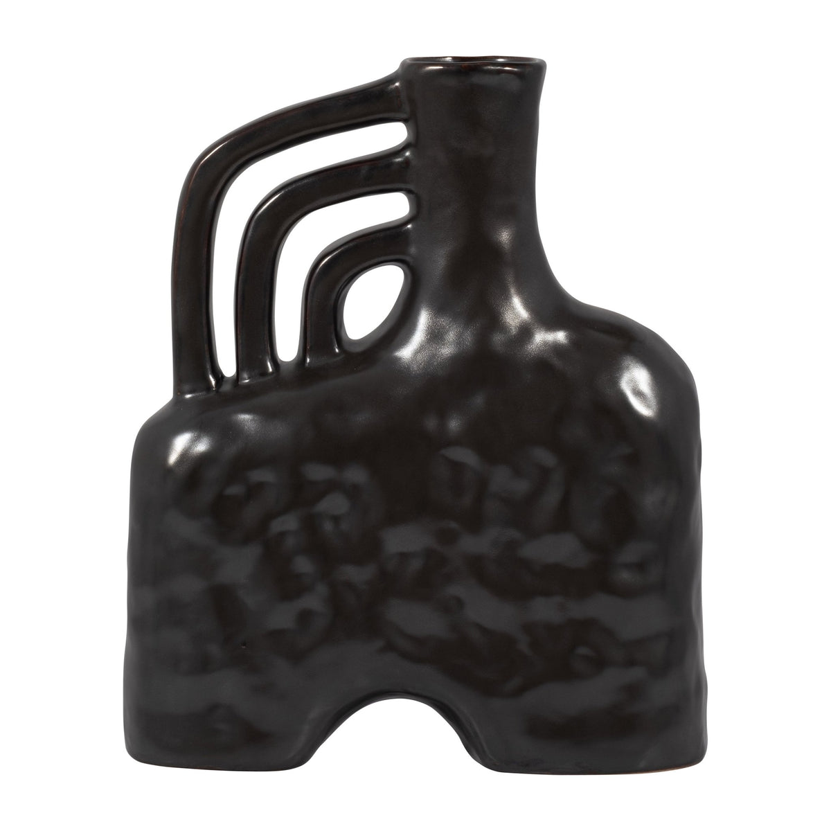 CER, 12" METALLIC TRIPLE HANDLE VASE, BLACK | Sagebrook Home