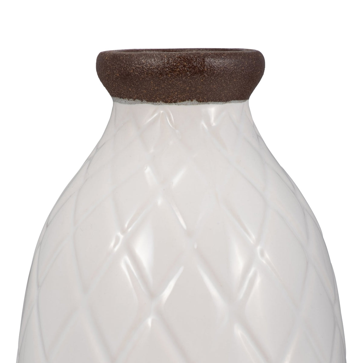 CER, 12" PLAID TEXTURED VASE, WHITE Vases and Jars| Sagebrook Home
