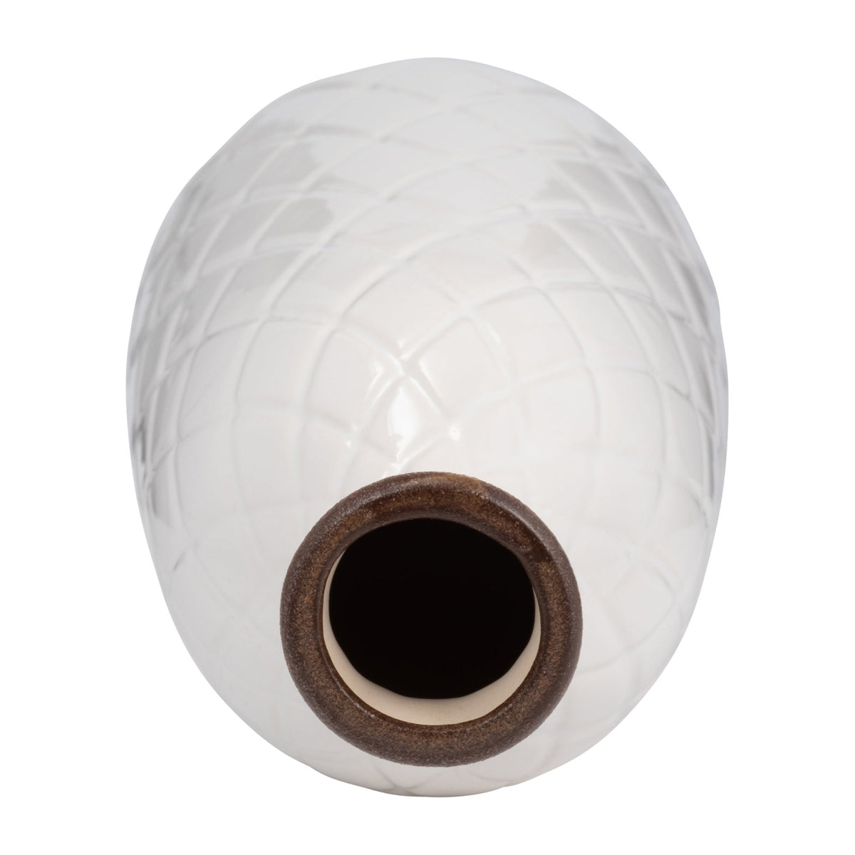 CER, 12" PLAID TEXTURED VASE, WHITE Vases and Jars| Sagebrook Home