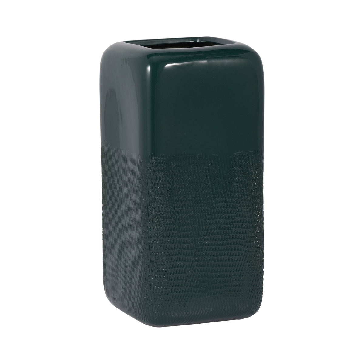 CER, 12" SQUARED GROOVED VASE, FOREST GREEN | Sagebrook Home
