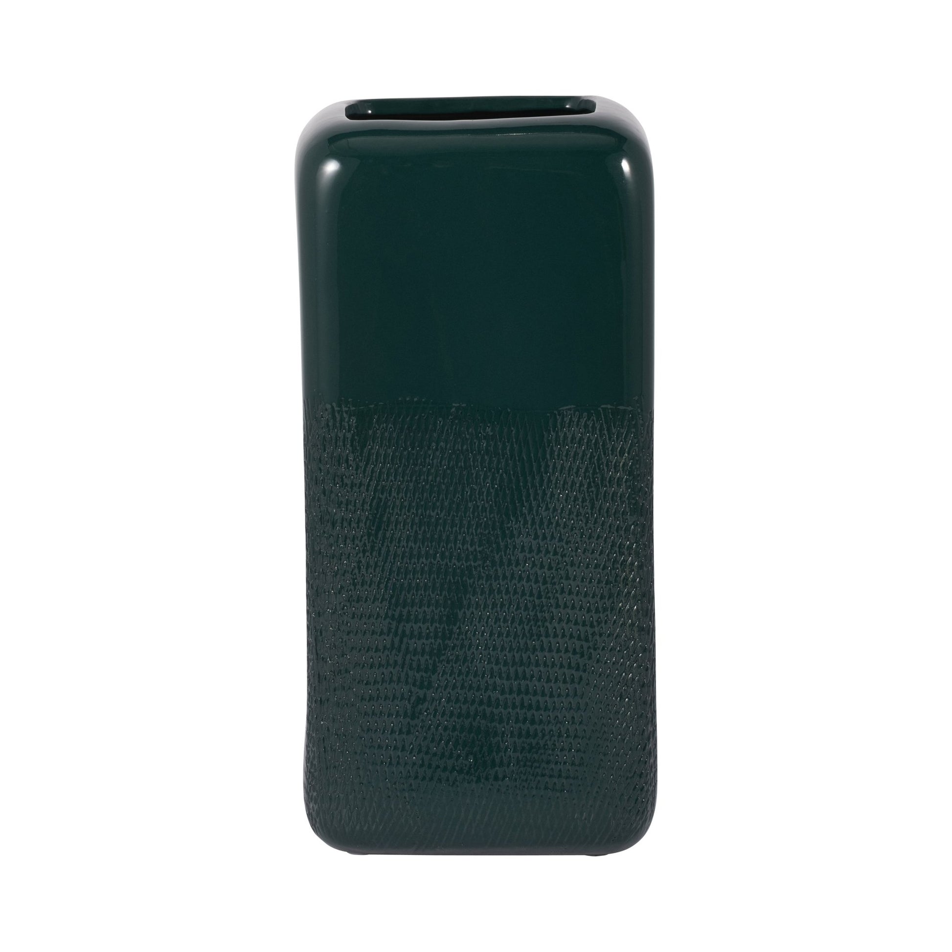CER, 12" SQUARED GROOVED VASE, FOREST GREEN | Sagebrook Home