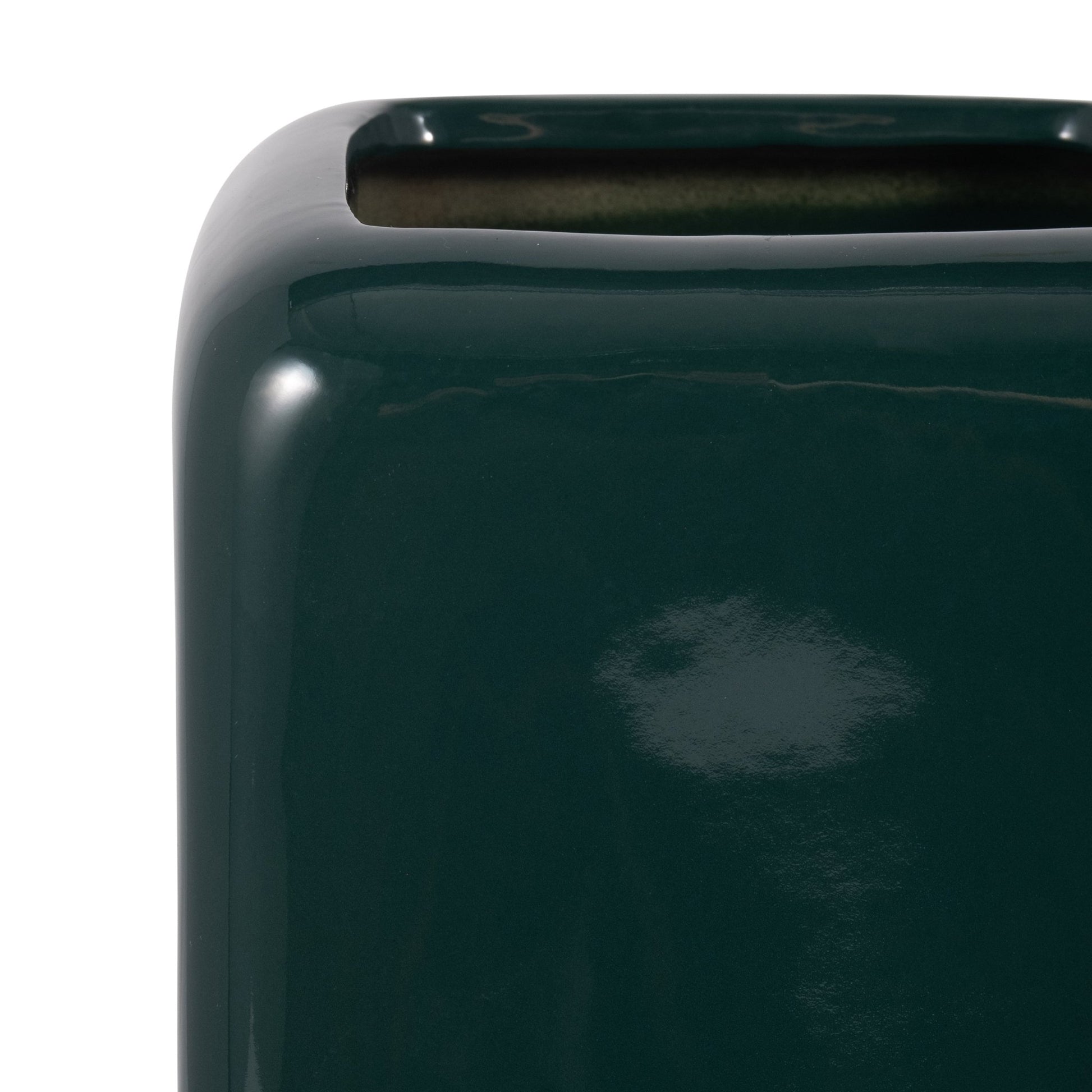 CER, 12" SQUARED GROOVED VASE, FOREST GREEN | Sagebrook Home