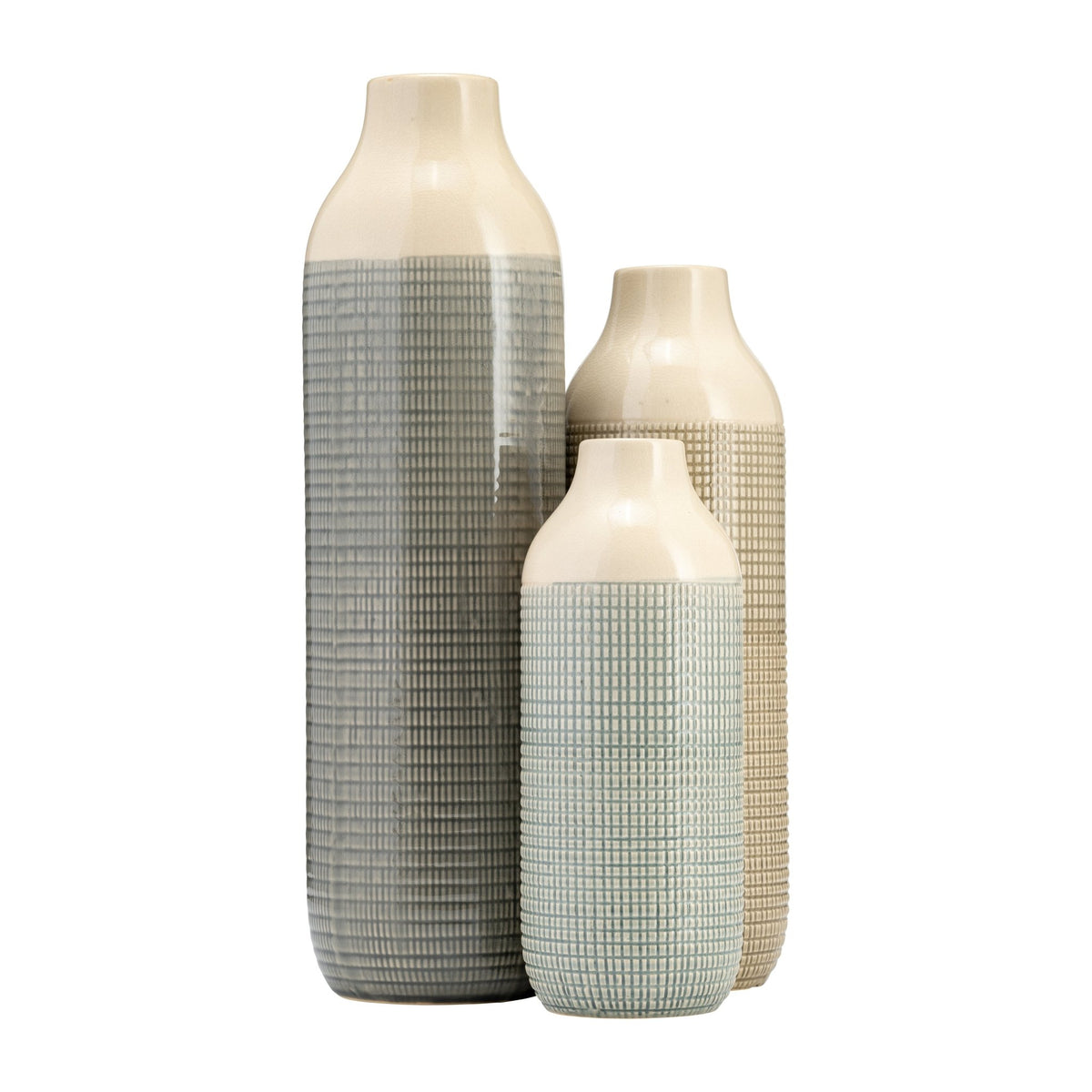 CER, 12"H 3-TONE VASE, LIGHT BLUE GREEN Vases and Jars| Sagebrook Home