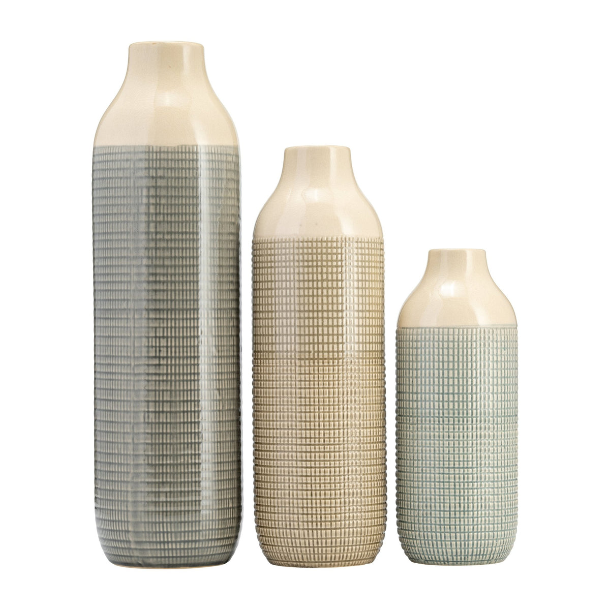 CER, 12"H 3-TONE VASE, LIGHT BLUE GREEN Vases and Jars| Sagebrook Home